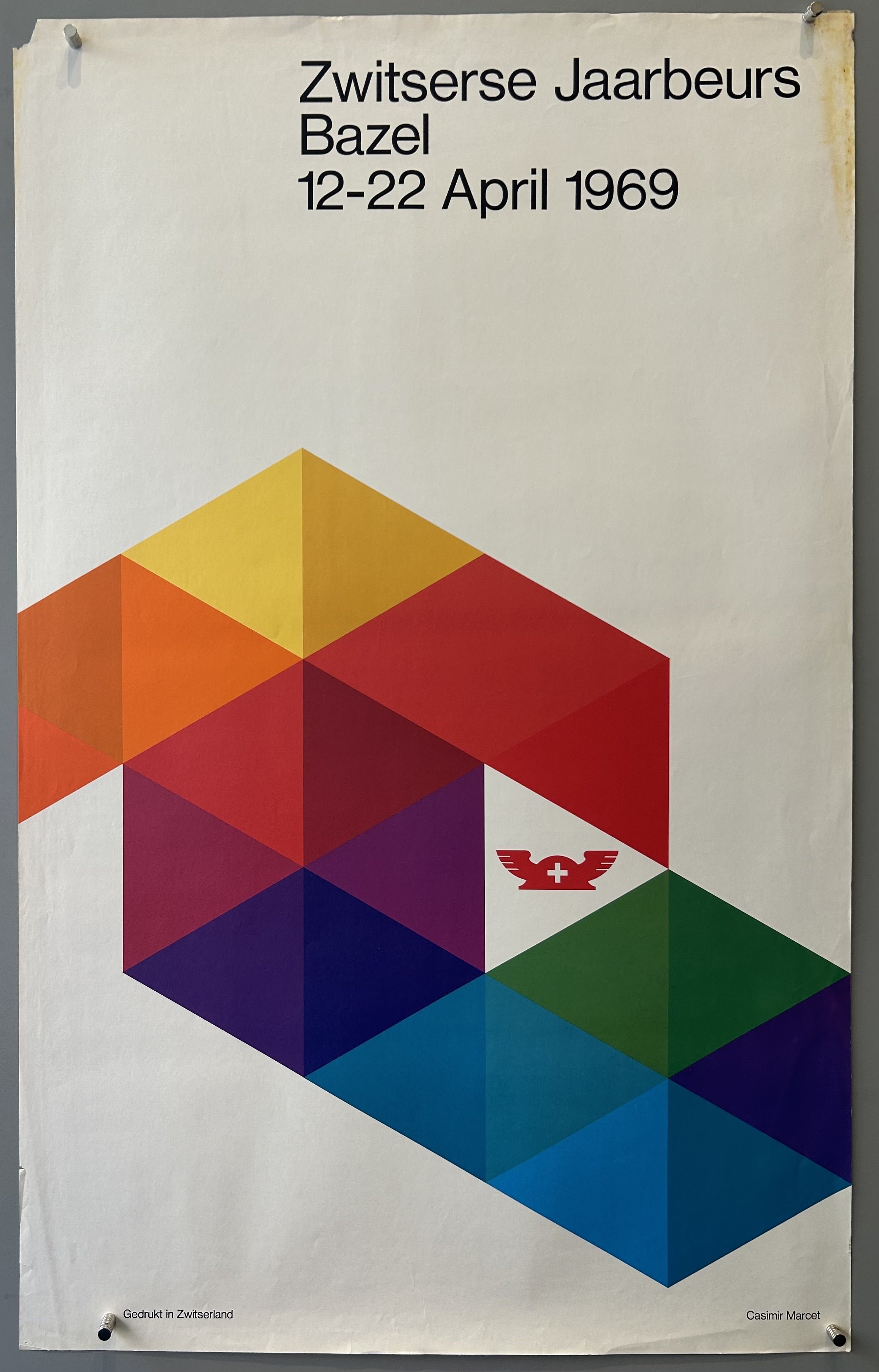 geometric shapes of different colors, promoting the fair of Switzerland 1969