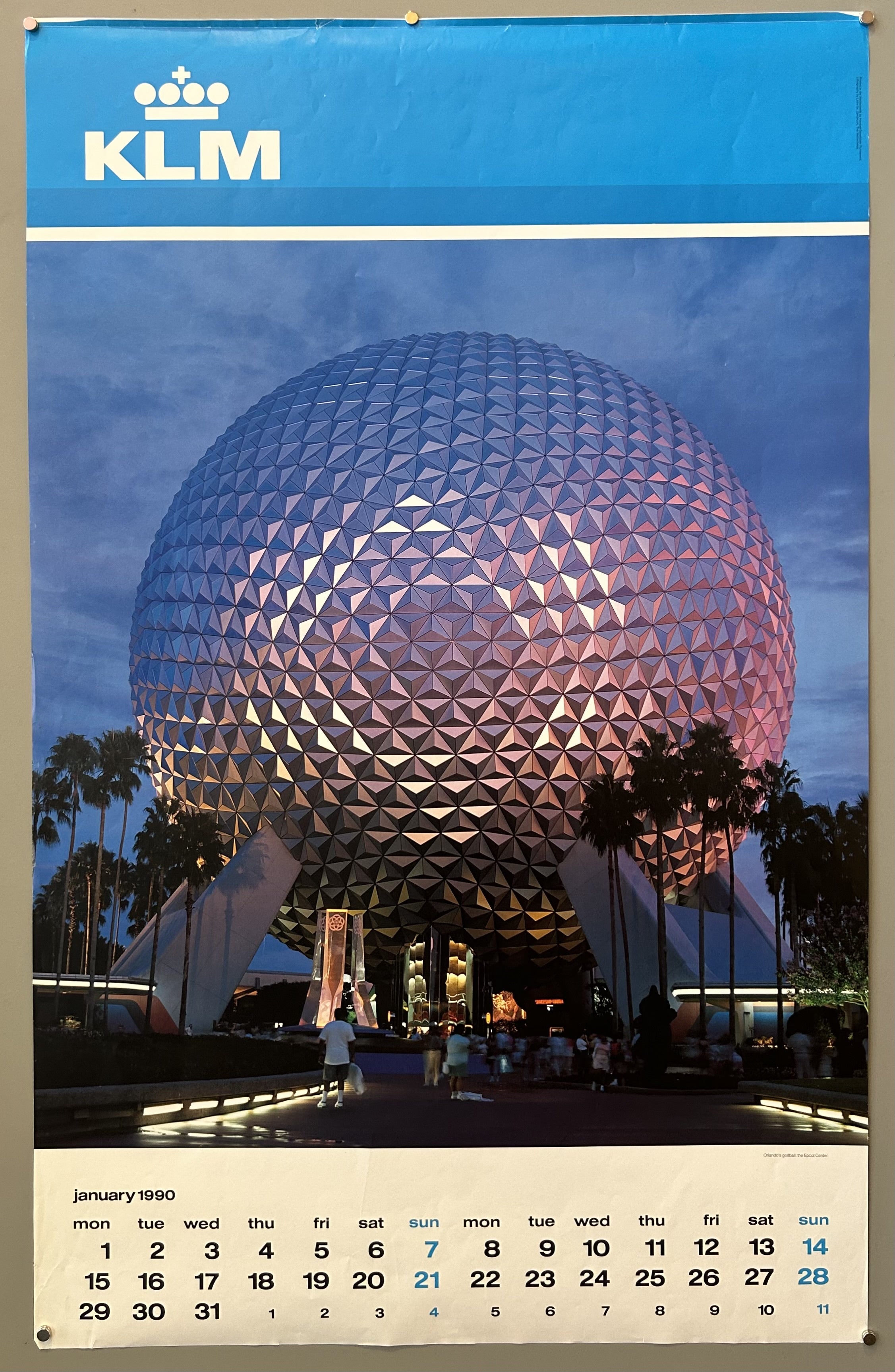 January 1990 KLM Calendar Page