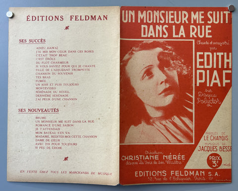 Link to Un Monsieur Me Suit Dans La Rue Edith PiafFrance, c. 1950s Product