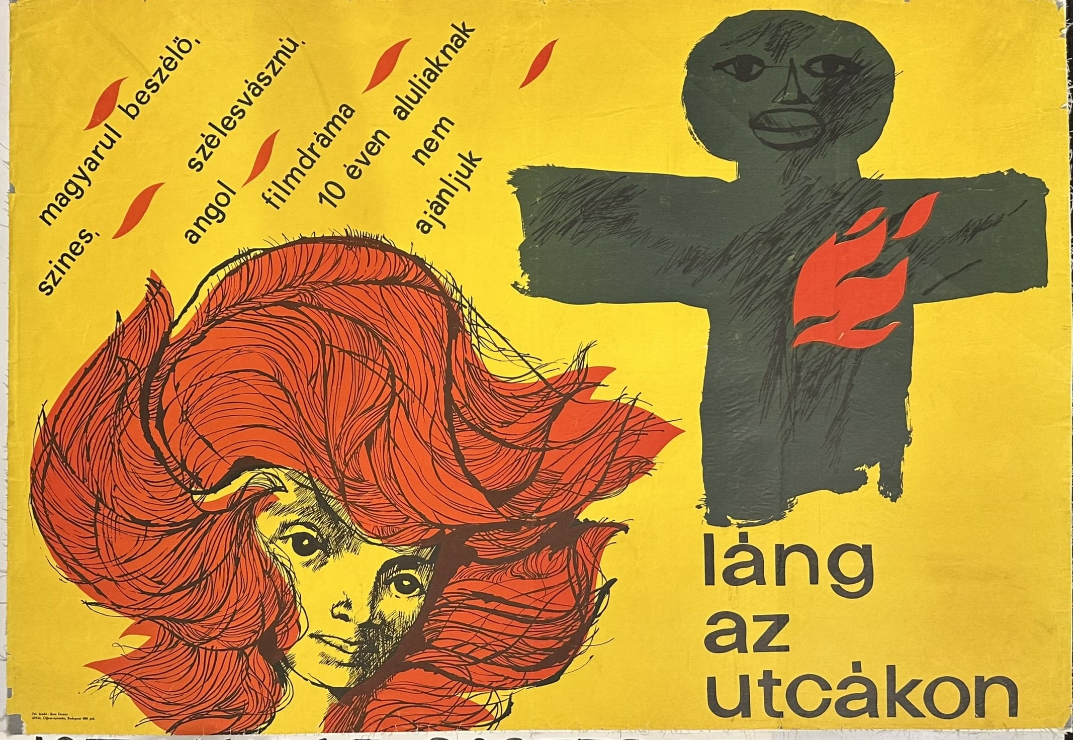 The Hungarian movie poster for "Flame in the Streets" is from 1961, the same year the British drama film was originally released.