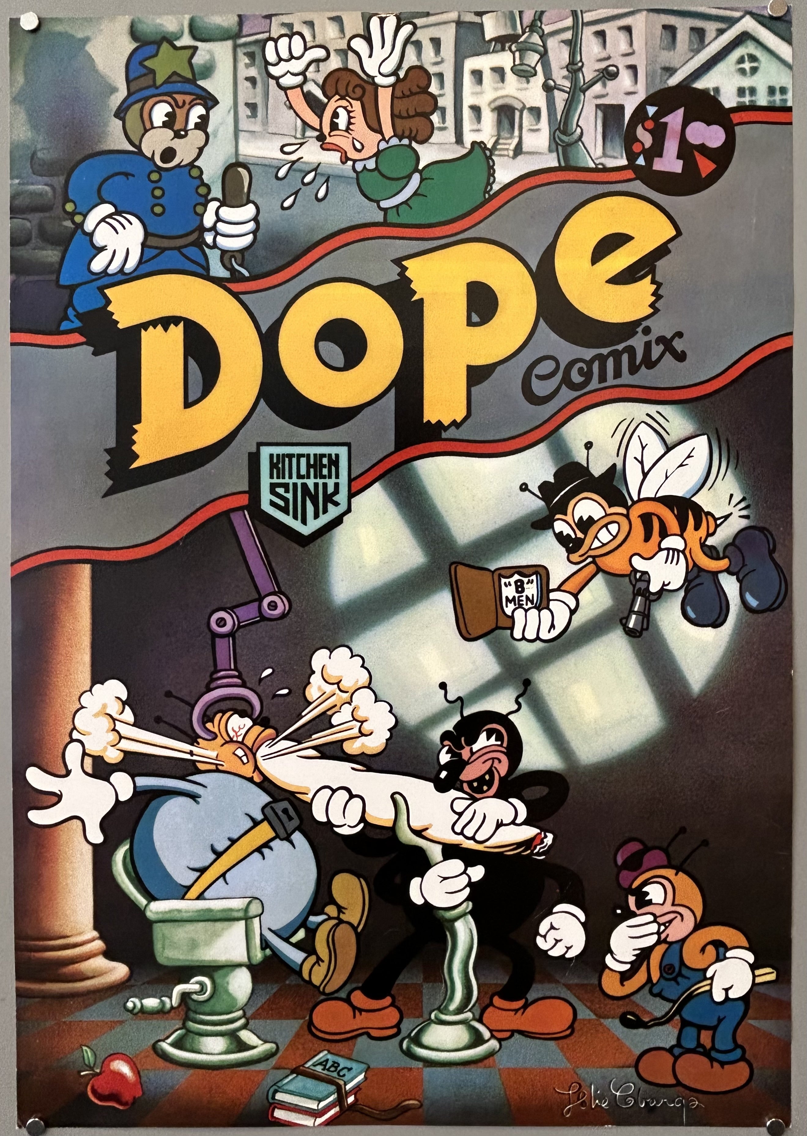 Original vintage 1978 "DOPE COMIX" POSTER PRINT by artist Leslie Cabarga.