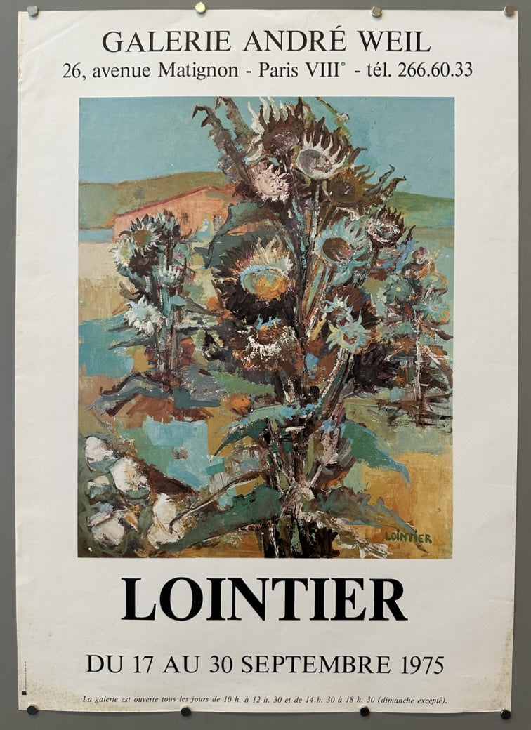 The poster features a painting of what appears to be a bouquet of dried or wild flowers, possibly thistles or similar plants, in a natural setting.
