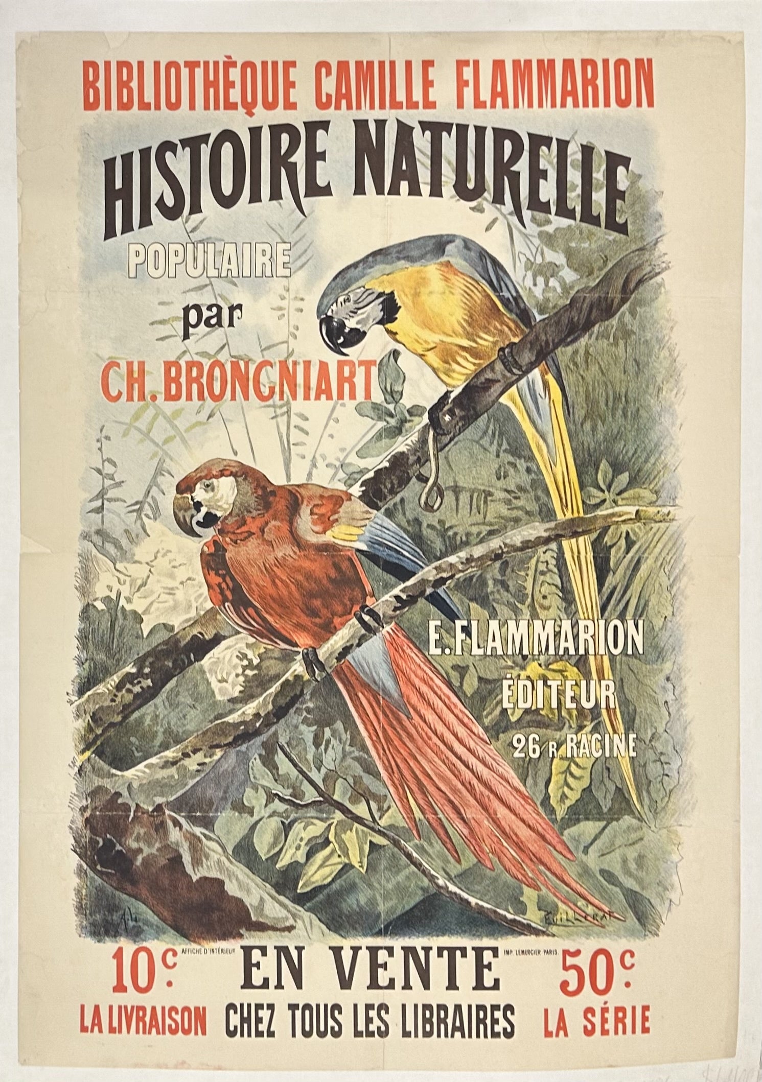 he poster advertises the book for sale, with "LA LIVRAISON" (each installment/delivery) costing 10 centimes and "LA SÉRIE" (the entire series) costing 50 centim