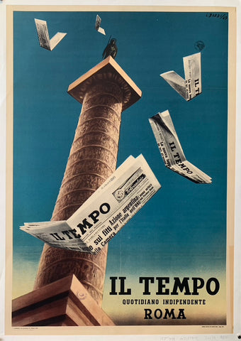 Link to Il Tempo Quotidiano Indipendente Roma Poster ✓Italy, 1949 Product