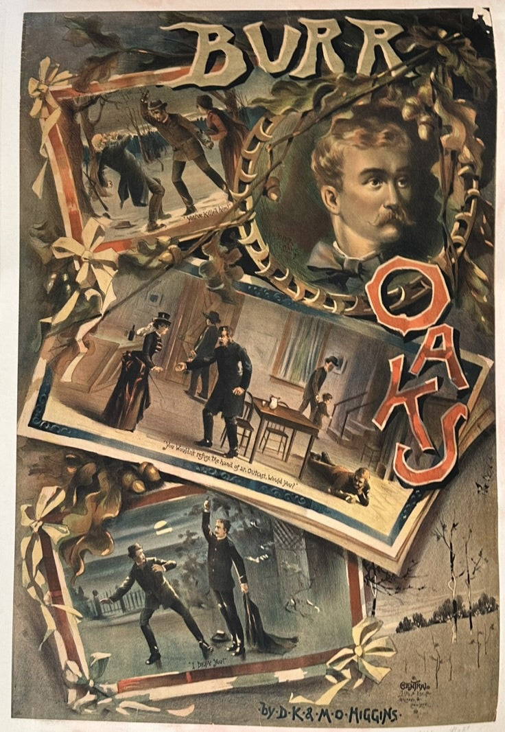 The style and subject matter (a theatrical or entertainment poster) are consistent with American entertainment posters from the late 19th or early 20th century, a period when such illustrated posters were popular in the U.S.