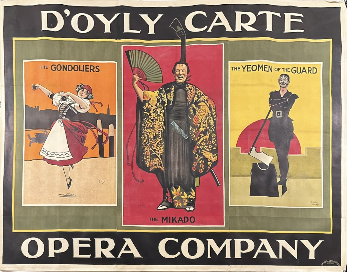 Three scenes from famous Operas are showcased with main character drawings.