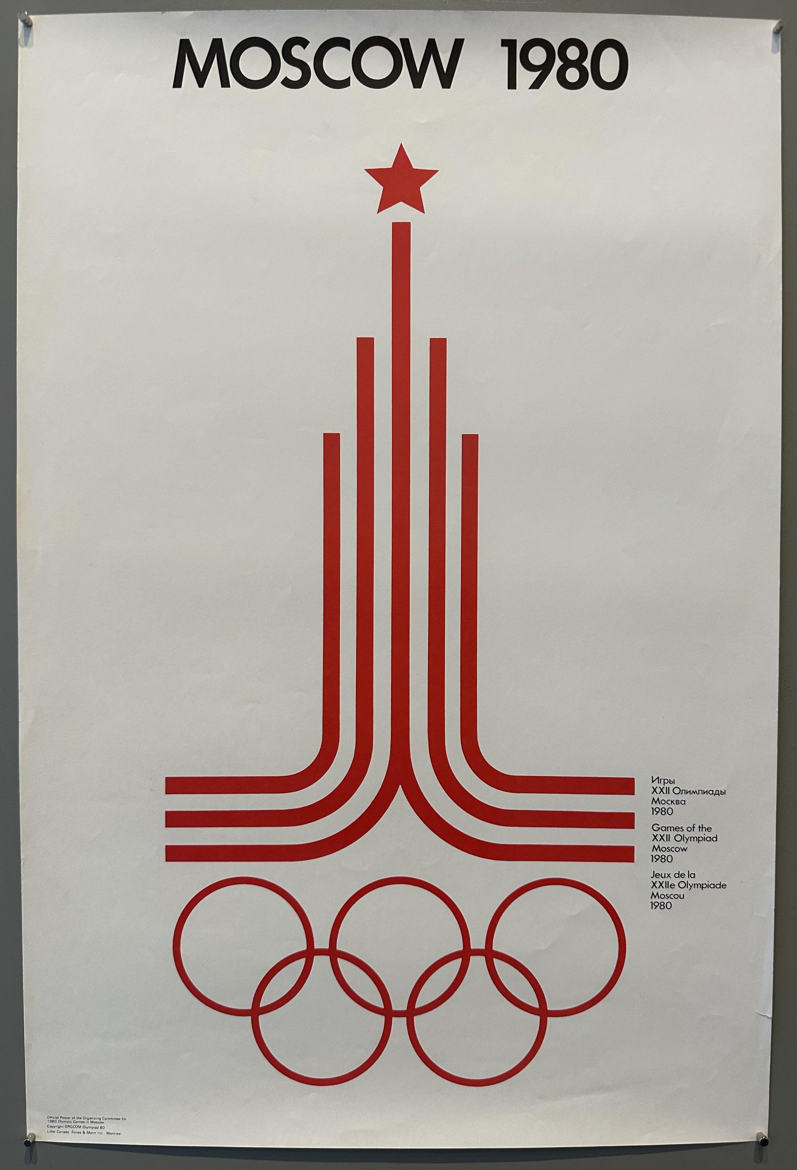 Moscow 1980 White Logo Poster