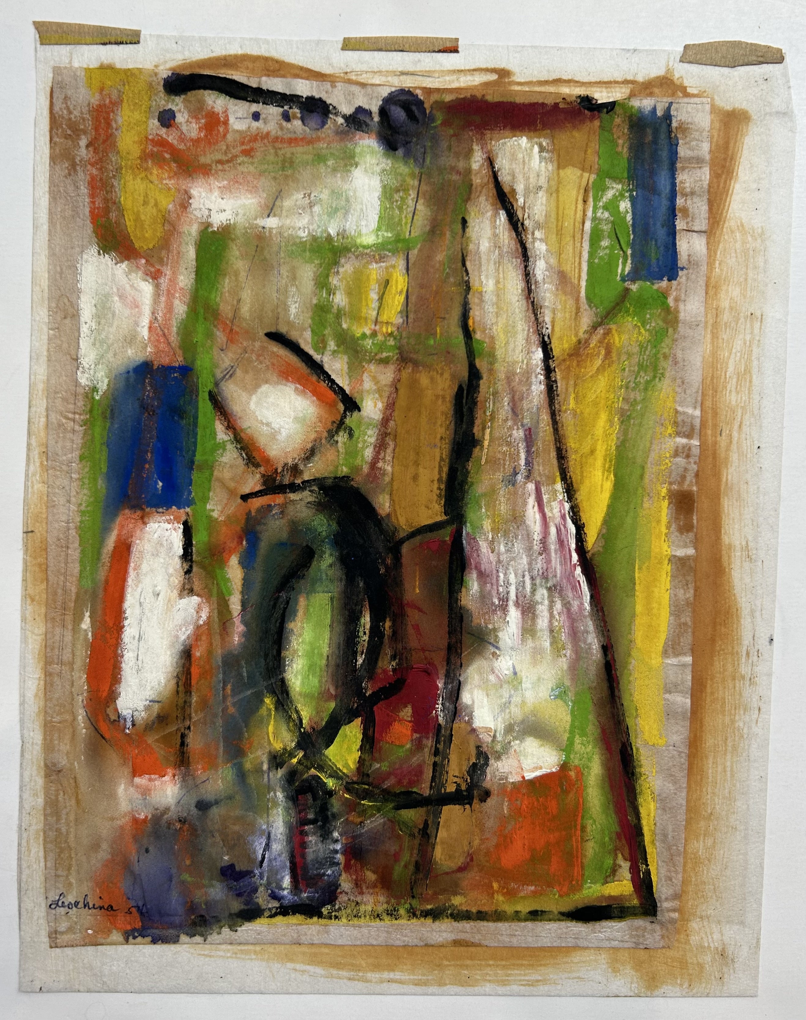 Abstract painting in the cubist style