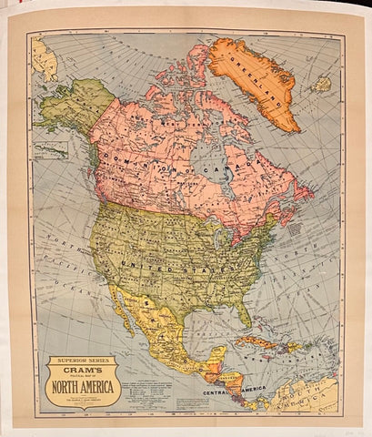Link to  Cram's Map of North America Vintage Poster ✓American Poster, c. 1930  Product