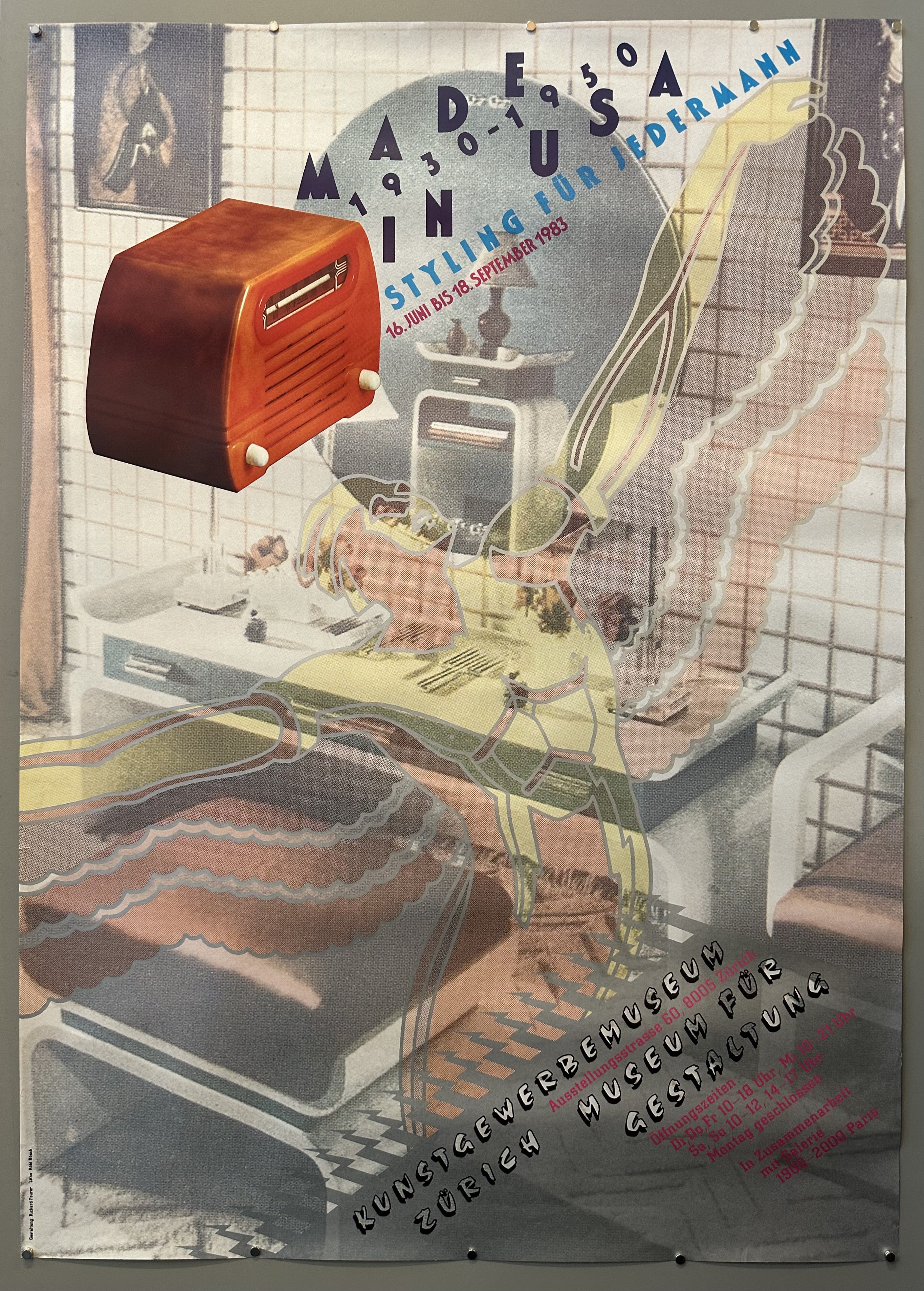 Mid century modern inspired collage of furniture pieces to promote a styling exhibition in Zurich.