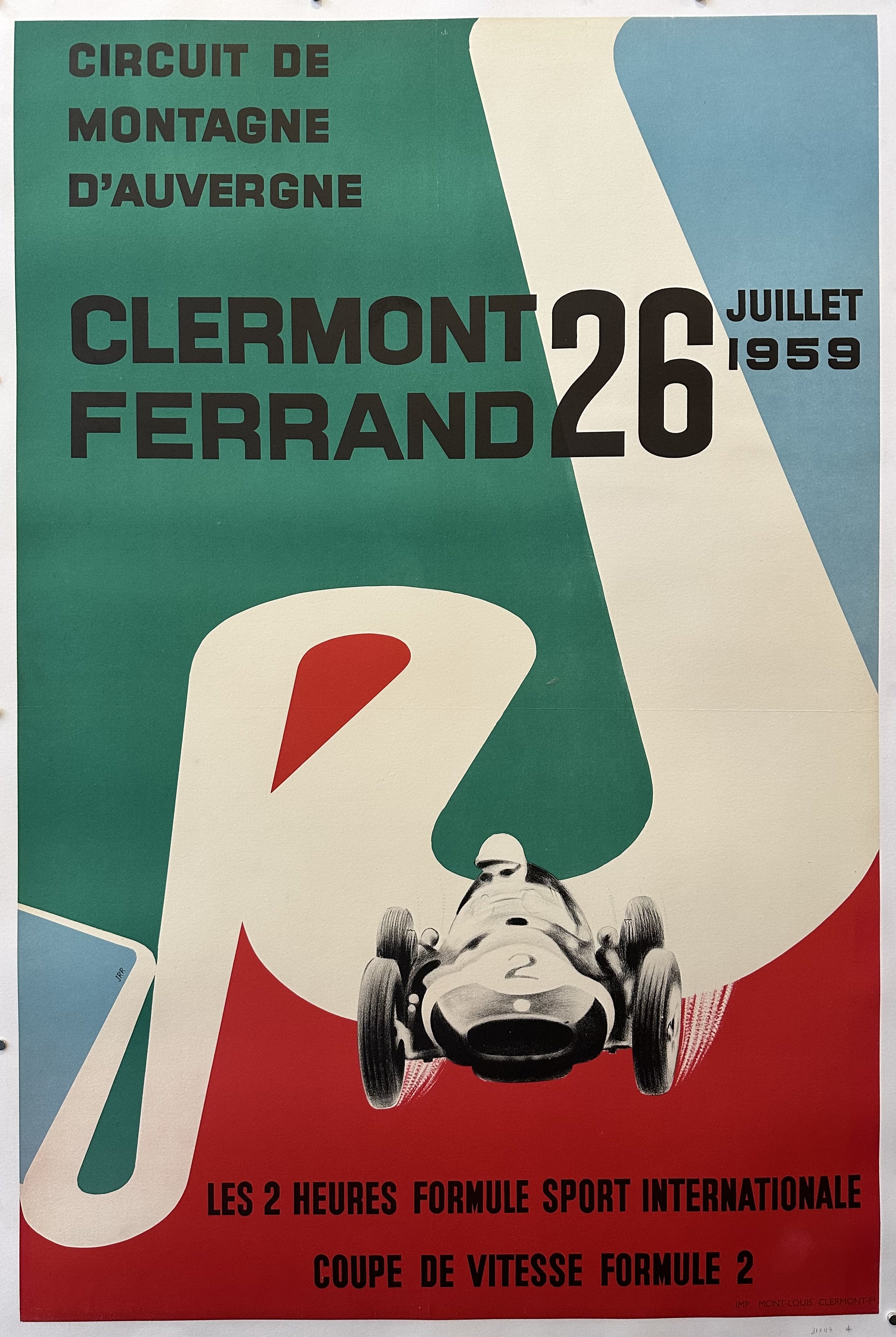 A poster for the 1959 Circuit de Charade in Clermont-Ferrand, France.