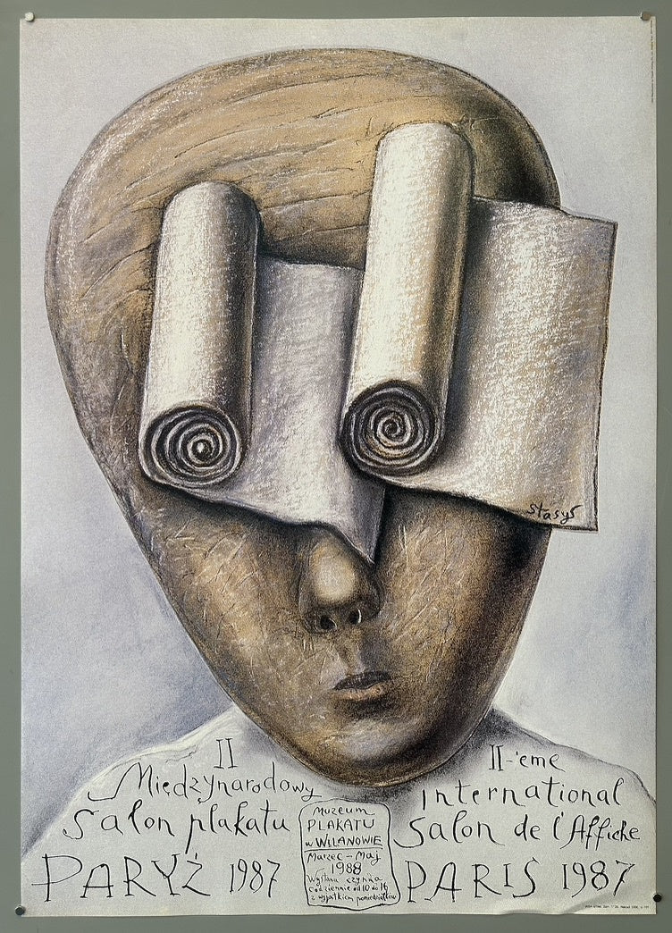 It was designed for the "II Międzynarodowy Salon plakatu PARYŽ 1987" (Second International Poster Salon Paris 1987), held at the Poster Museum in Wilanów, Poland, from March to May 1988