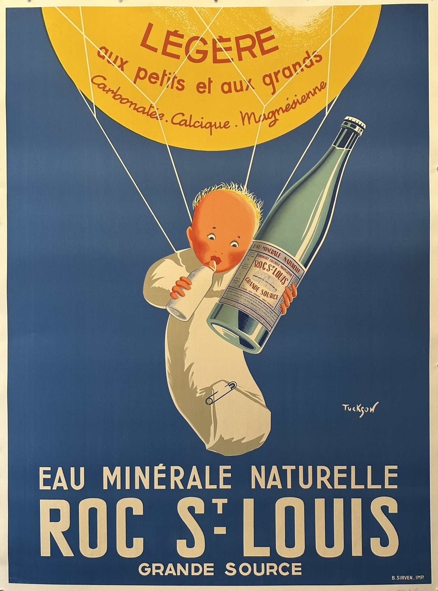 Vintage Roc St. Louis natural mineral water poster promoting a light, healthy drink for all ages.