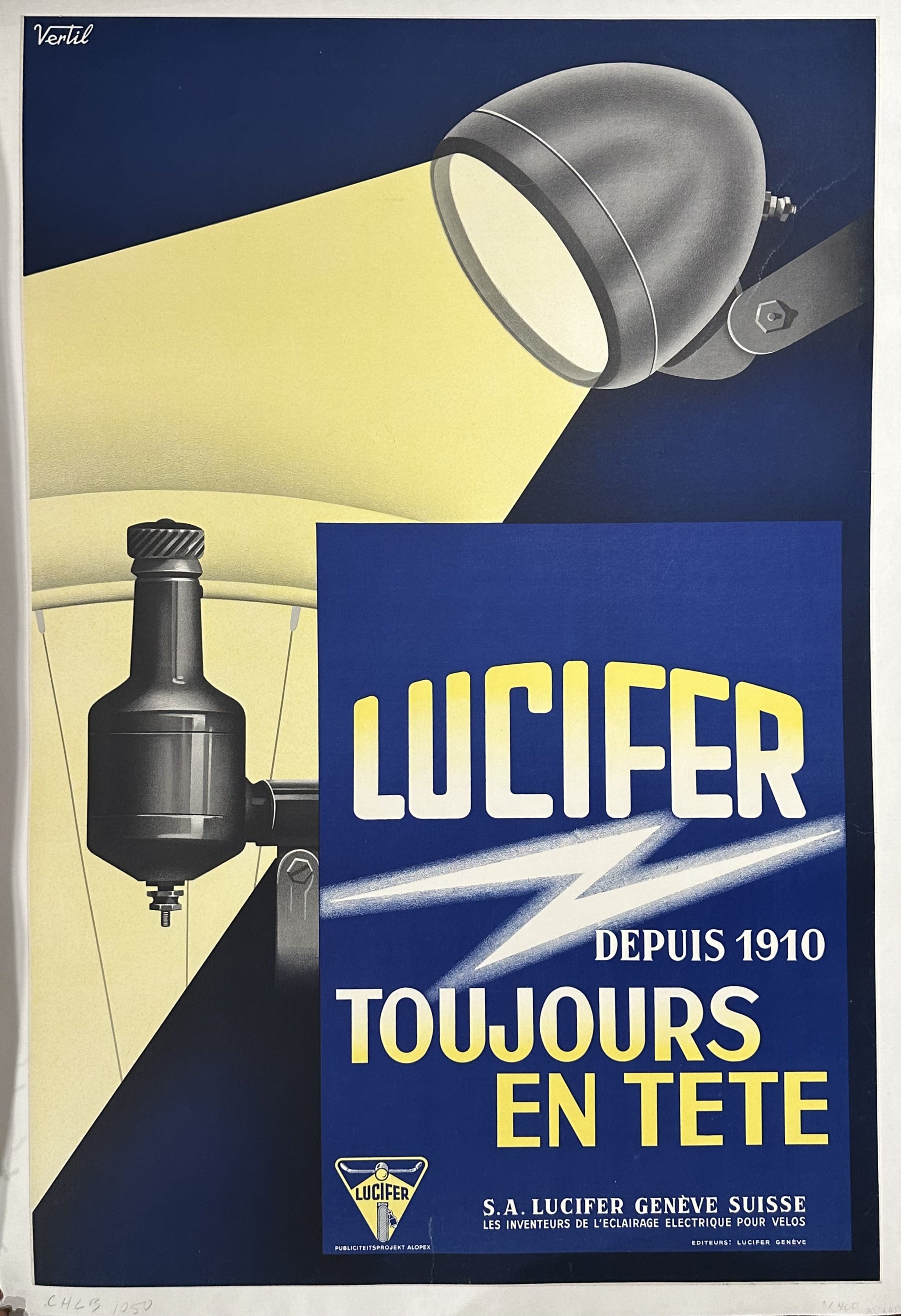 Predominantly blue poster featuring diagonal yellow glow from electric bike light