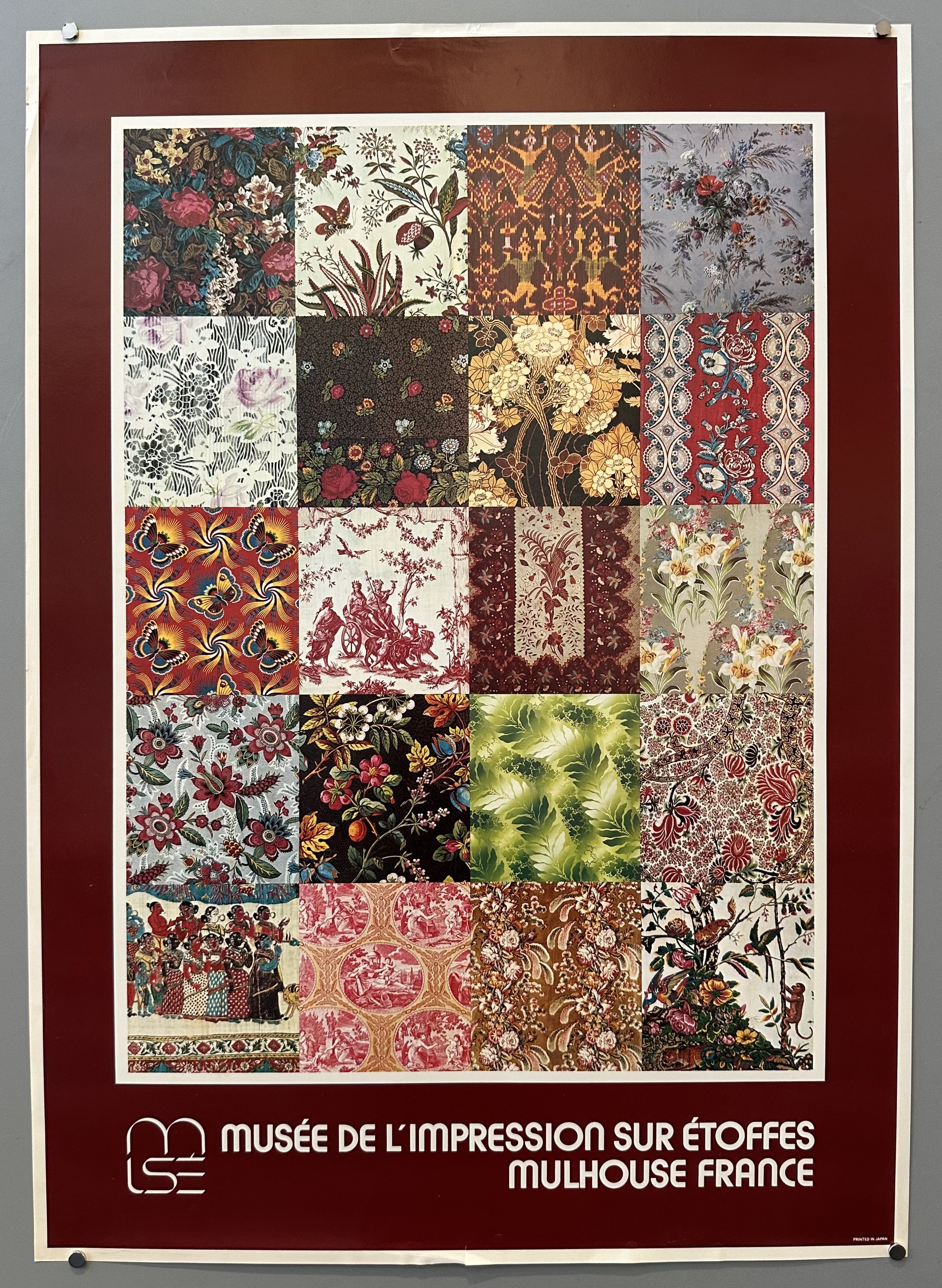 This poster is likely from around 2024, possibly related to the publication of "The Book of Printed Fabrics. From the 16th century until today" by TASCHEN, which was released in July 2024 and features content from the Musée de l'Impression sur Étoffes.
