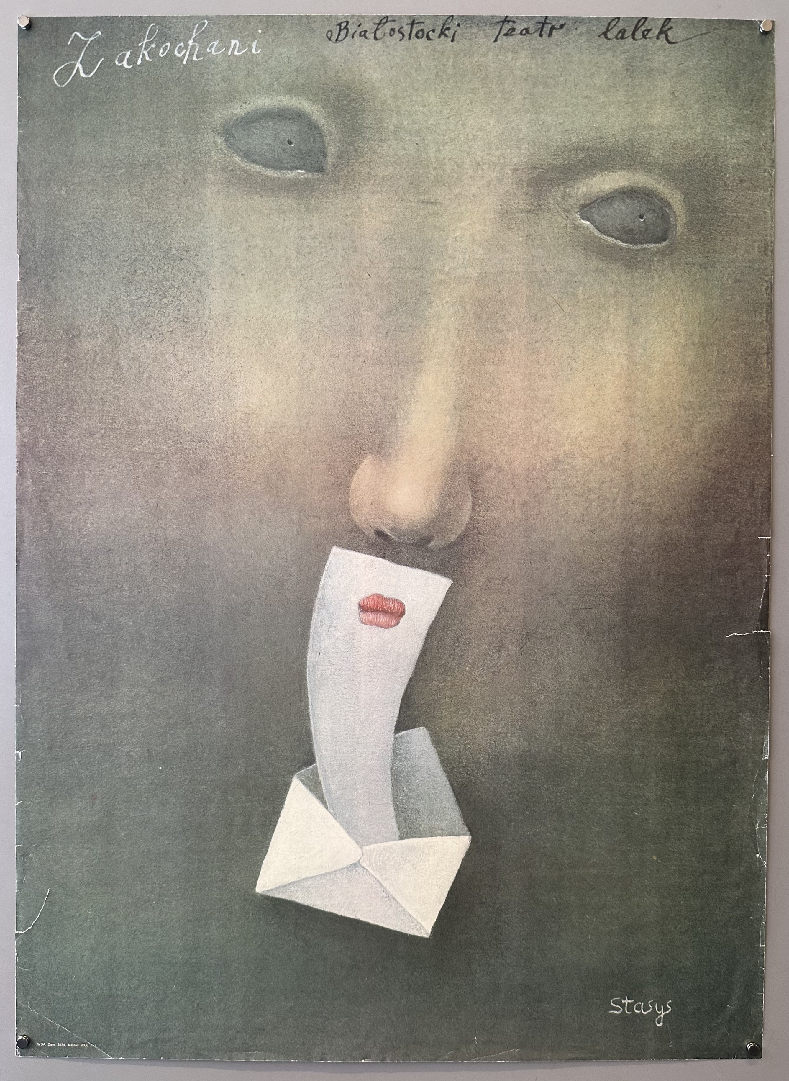 Designed by Stasys Eidrigevicius, a Lithuanian-born artist known for his work in painting, illustration, theater design, and particularly poster design, who has lived in Poland since 1980.