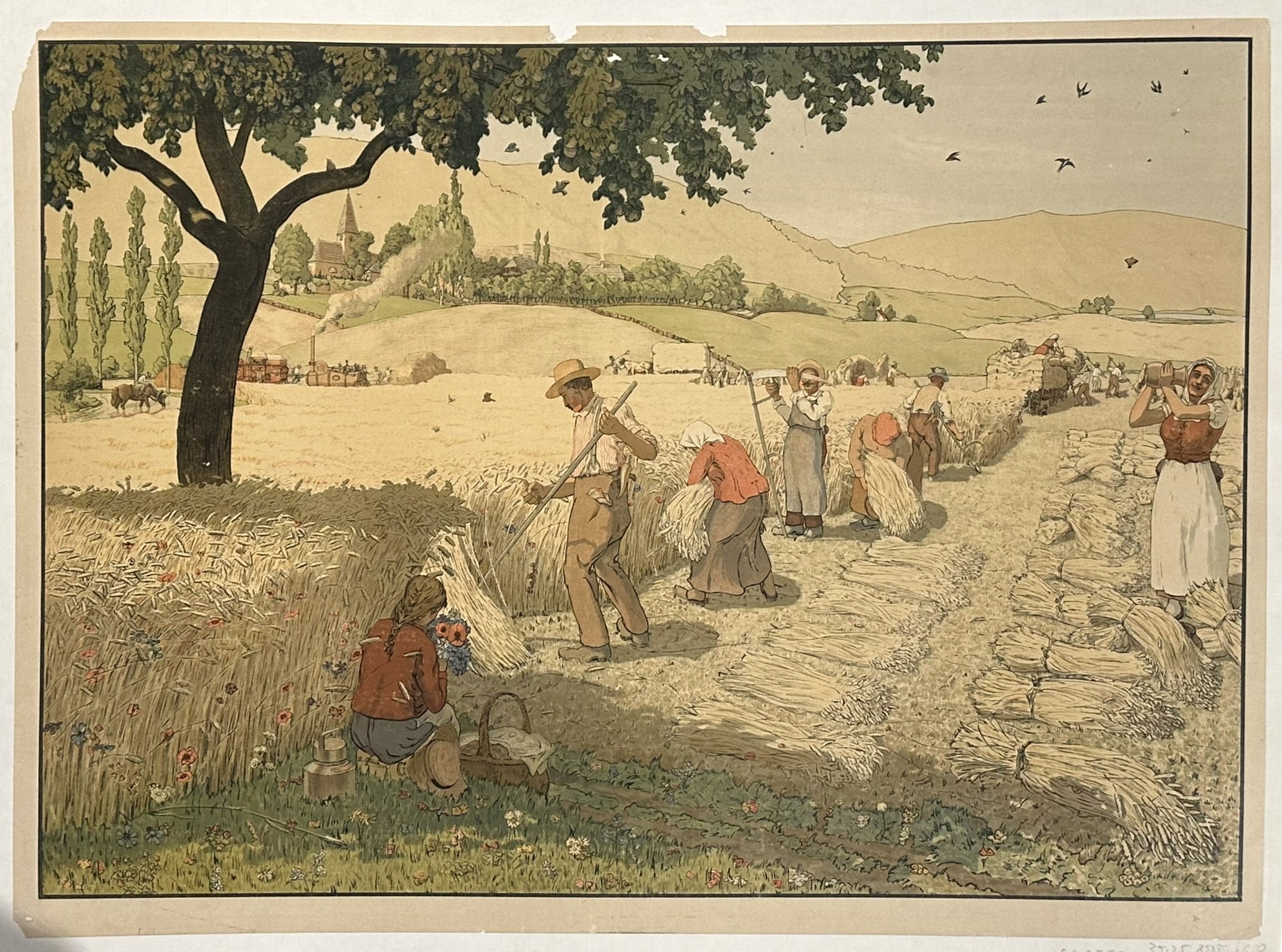 depicts an agricultural scene, likely from the early 20th century, and is titled "Agriculture Scene"