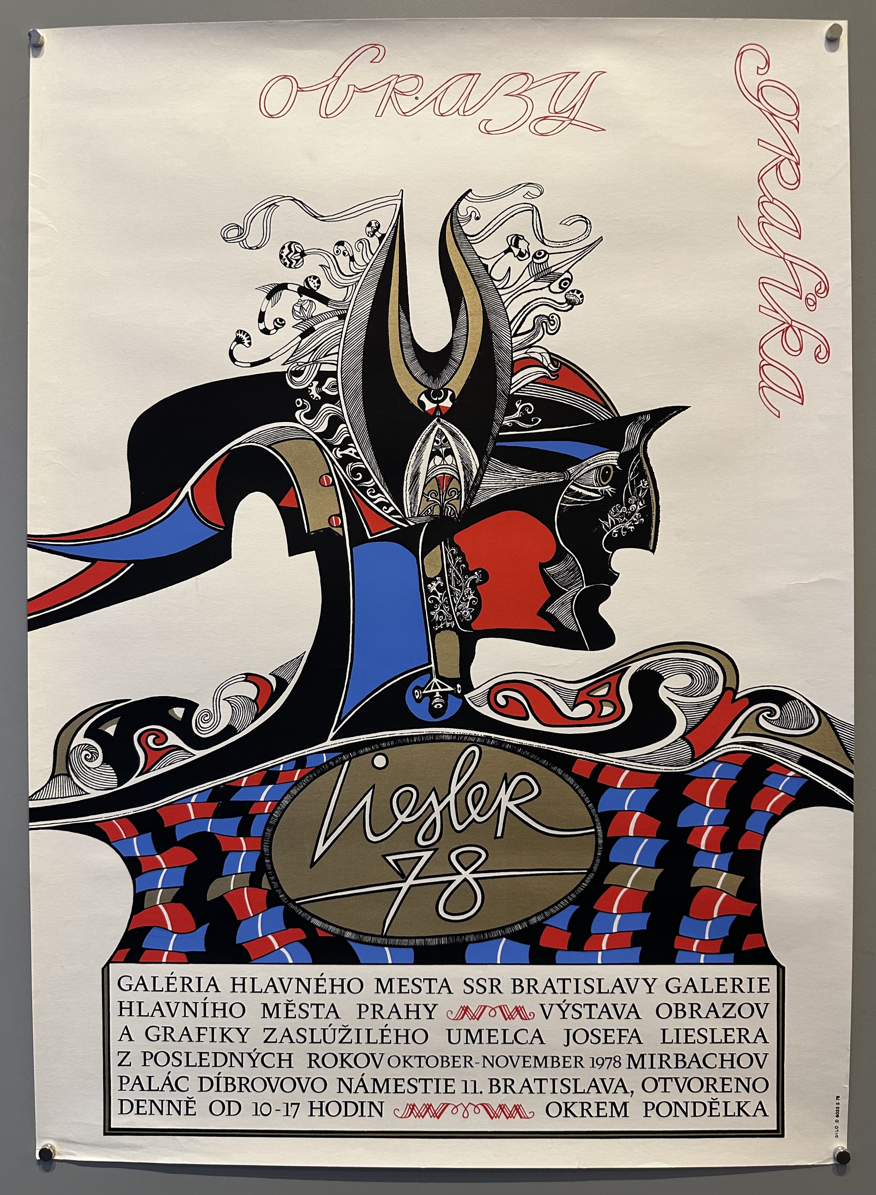 Slovakian poster with an abstract figure by artist Josef Liesler to promote his art exhibition.