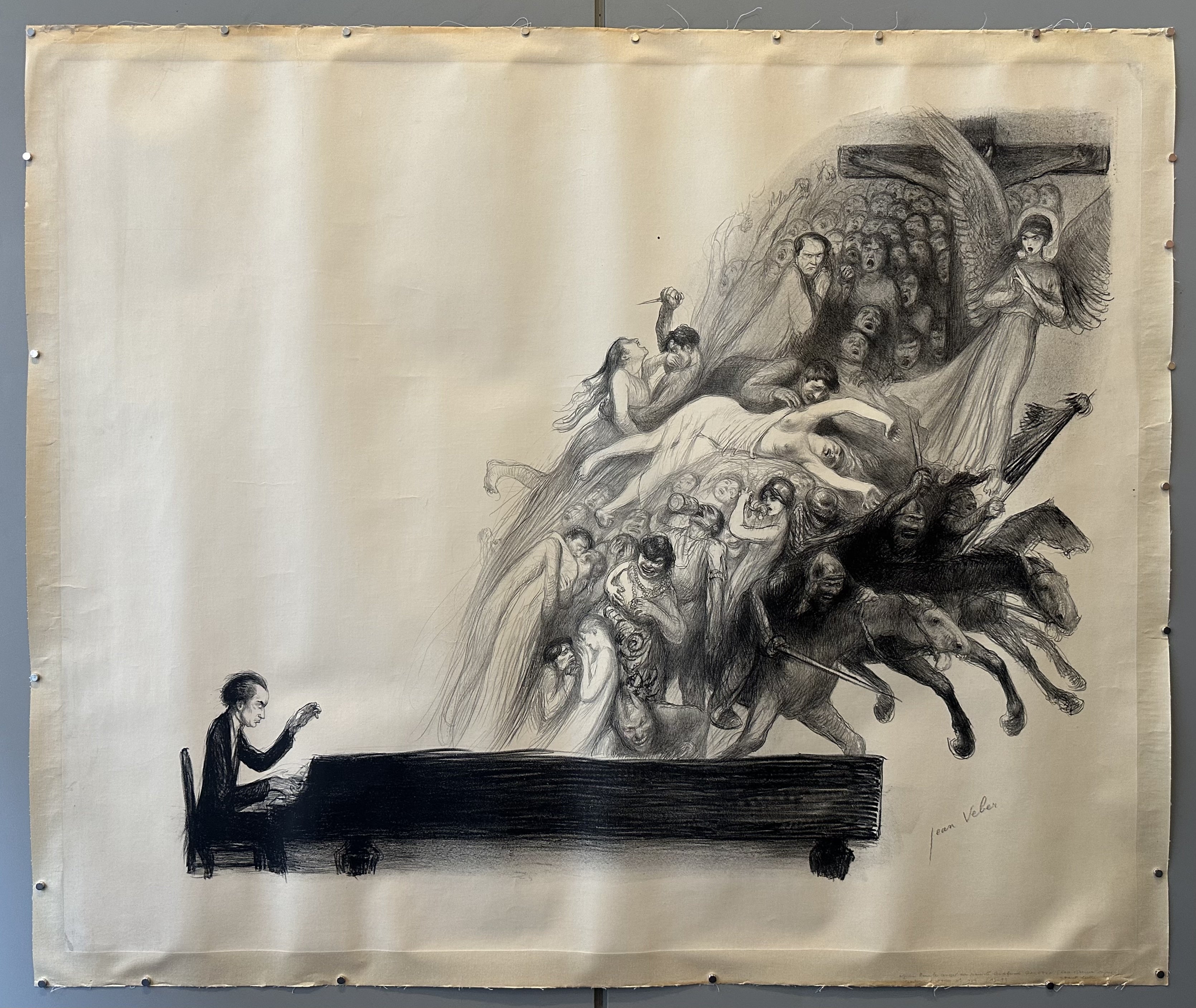 Piano and people flying above it