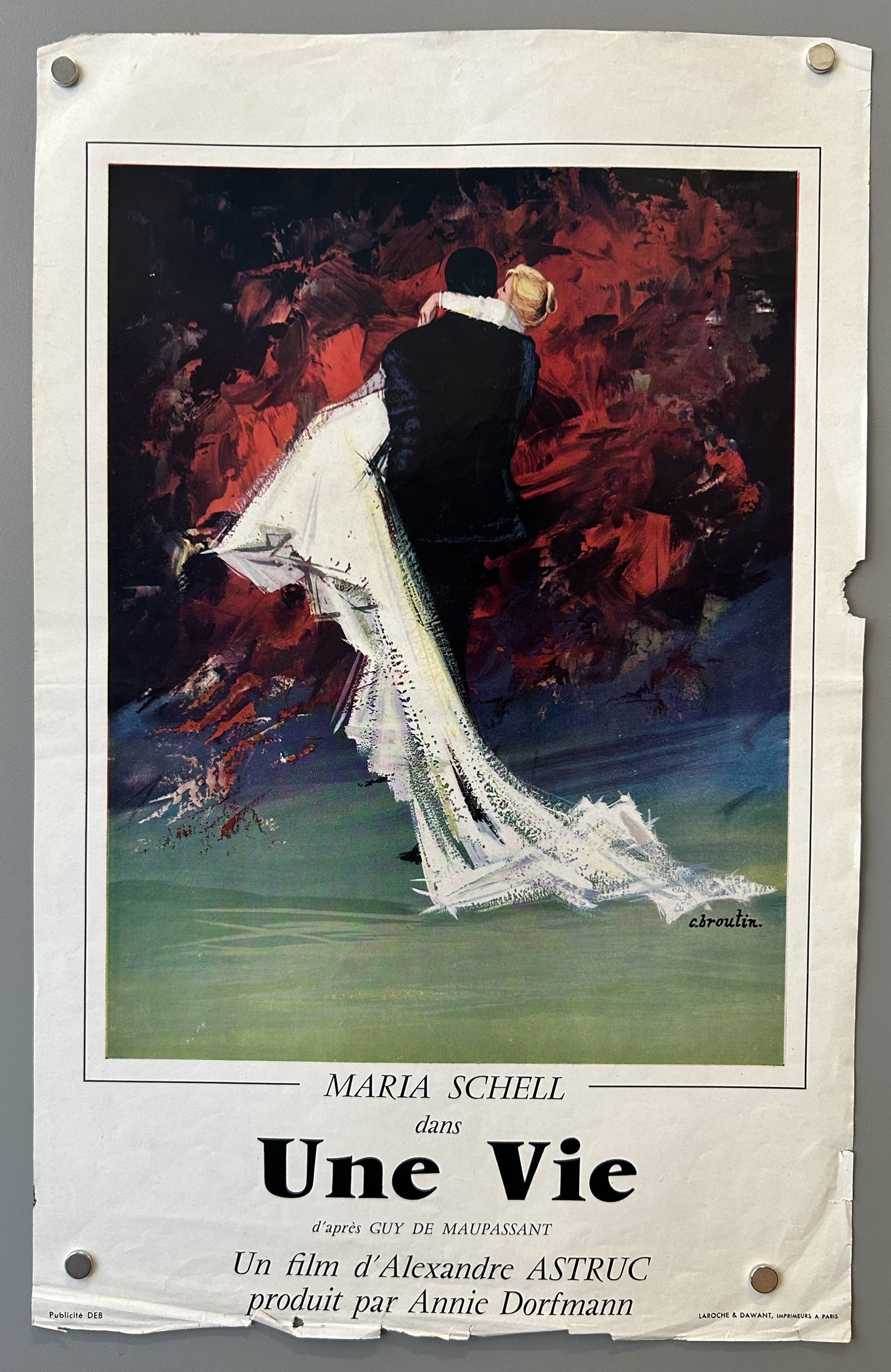 The poster is for the 1958 French film "Une Vie" (also known as "One Life" or "End of Desire") directed by Alexandre Astruc.