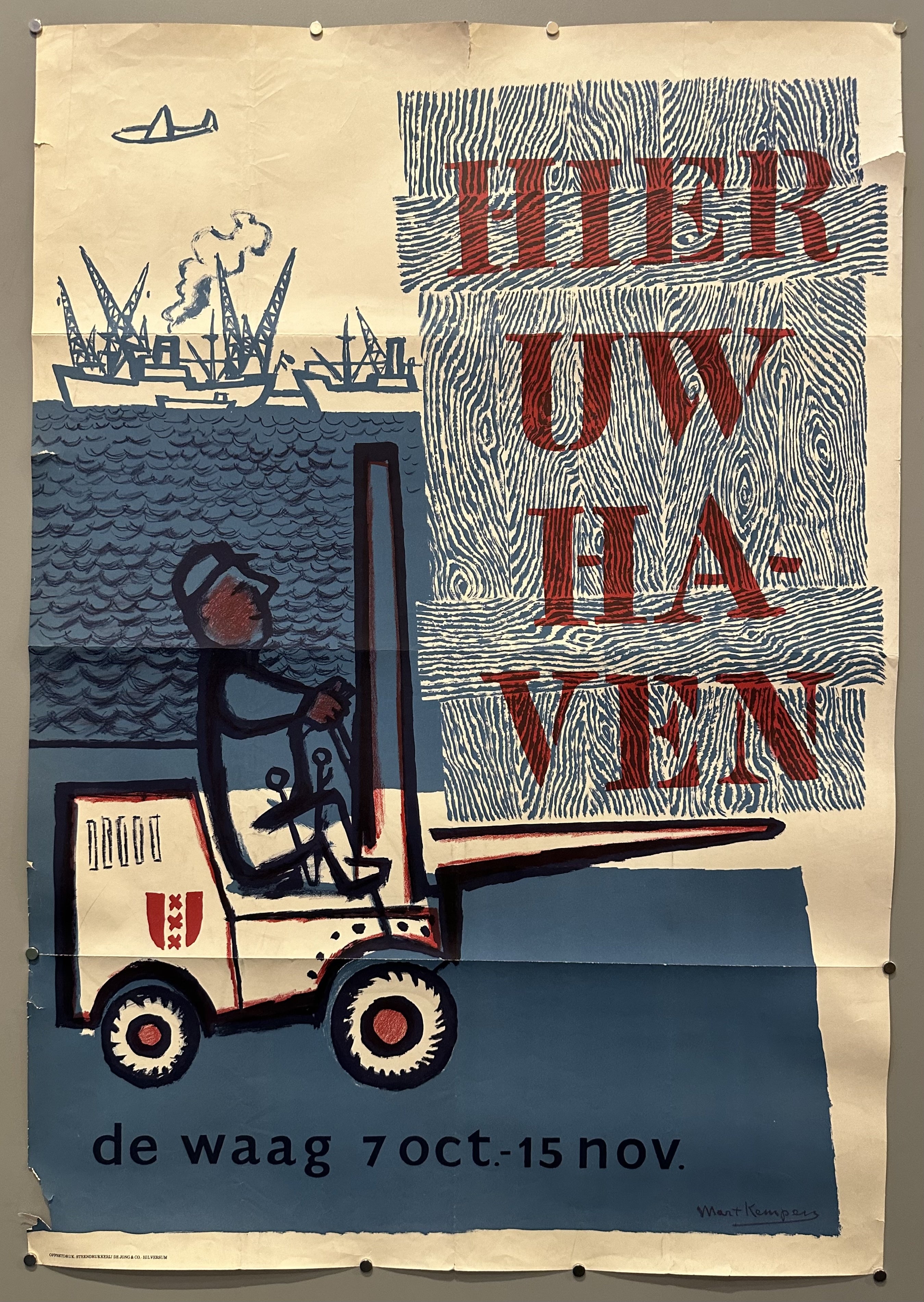 Illustration of a man using a forklift to transport a box with painted on words.