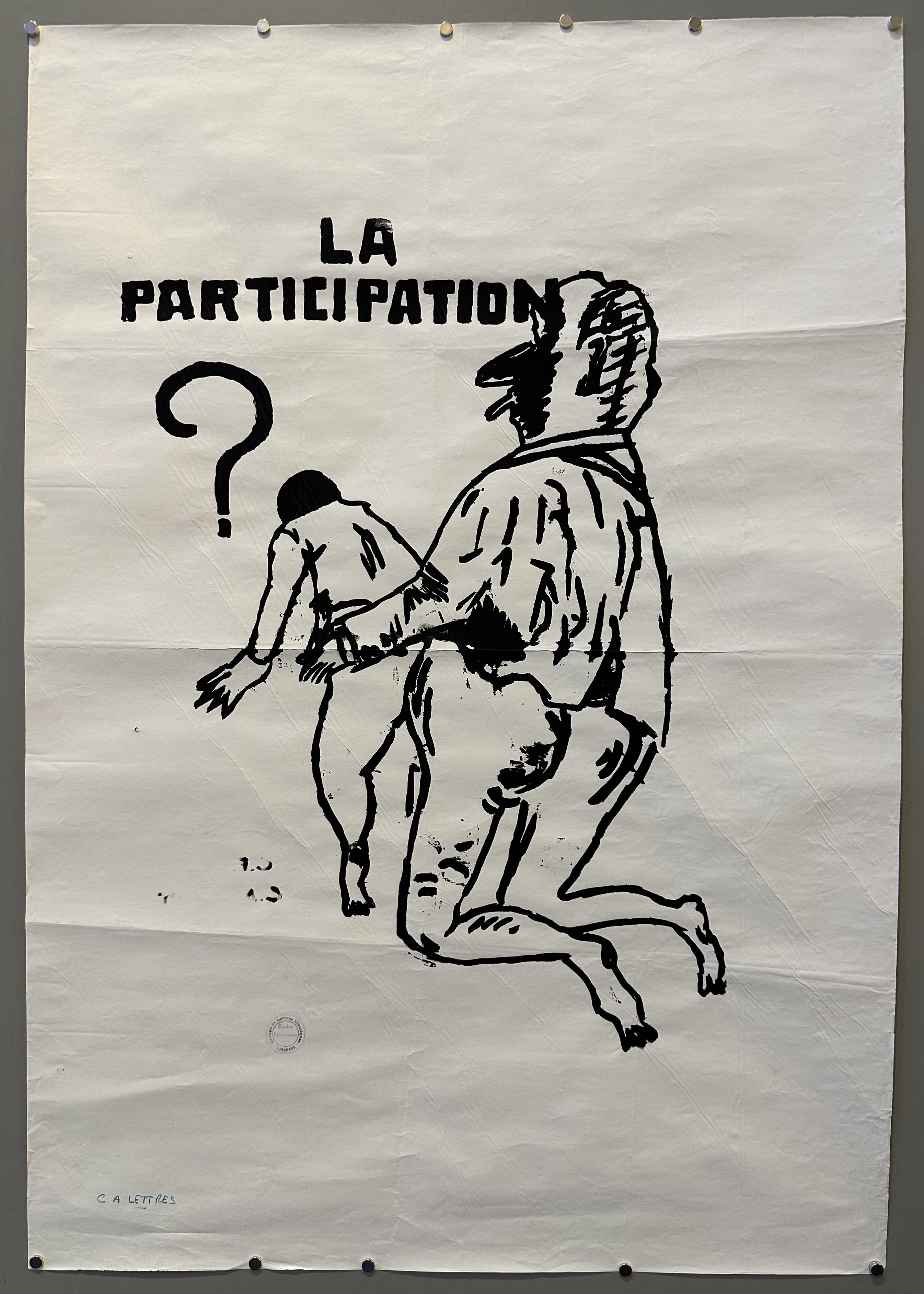 Charles de Gaulle performing a sexual act with a faceless man in May 68 propaganda poster.
