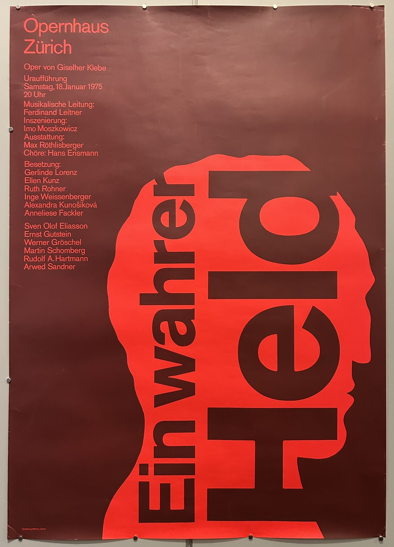 The poster itself is a significant example of Swiss Graphic Design by Josef Müller-Brockmann, a pioneer in the field known for his use of a sober, formally reduced language to convey universal and timeless messages.