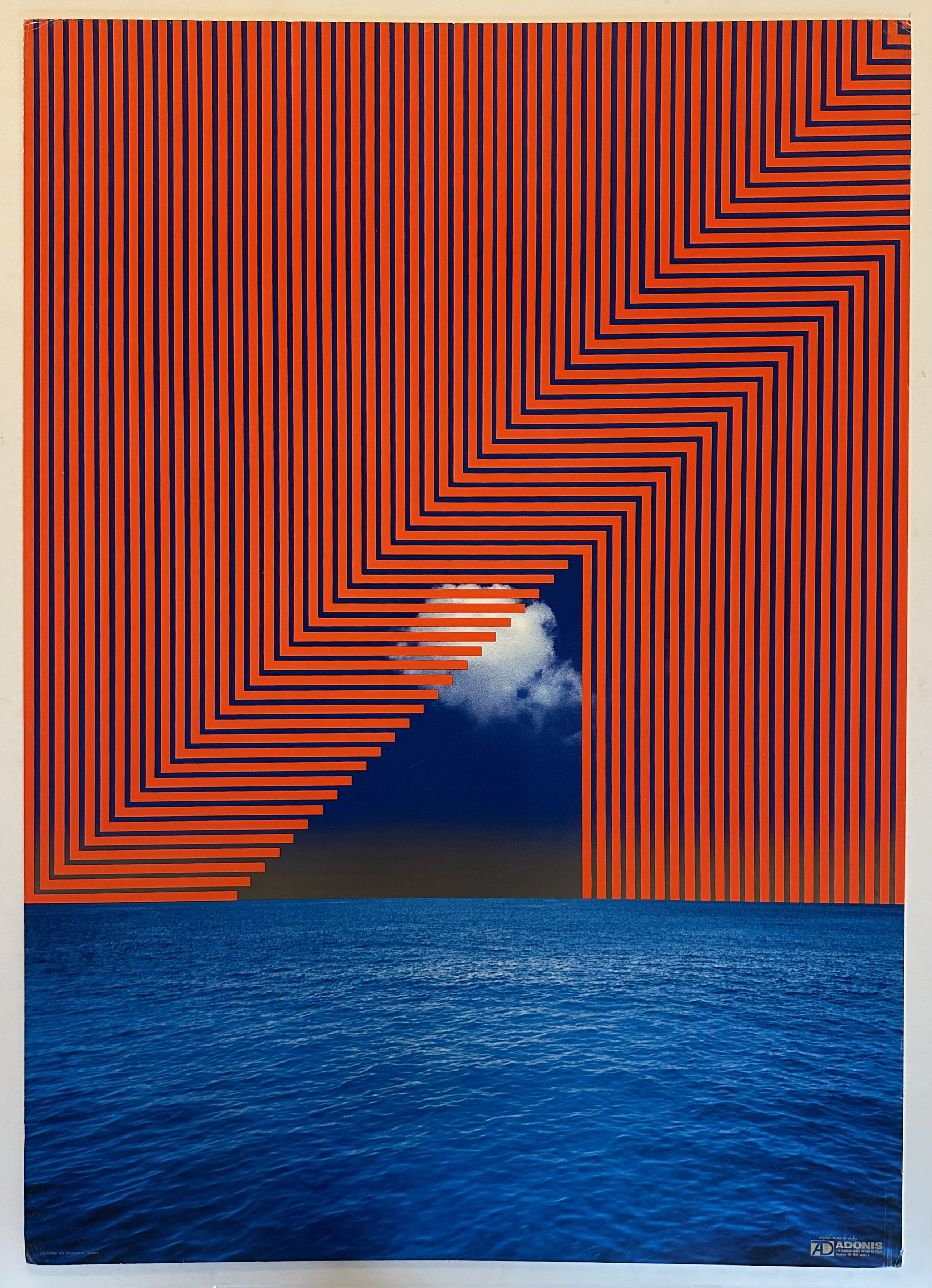 The pattern is made up of bold red lines that create a series of arches. The text "ADONIS" is visible in the bottom right corner.