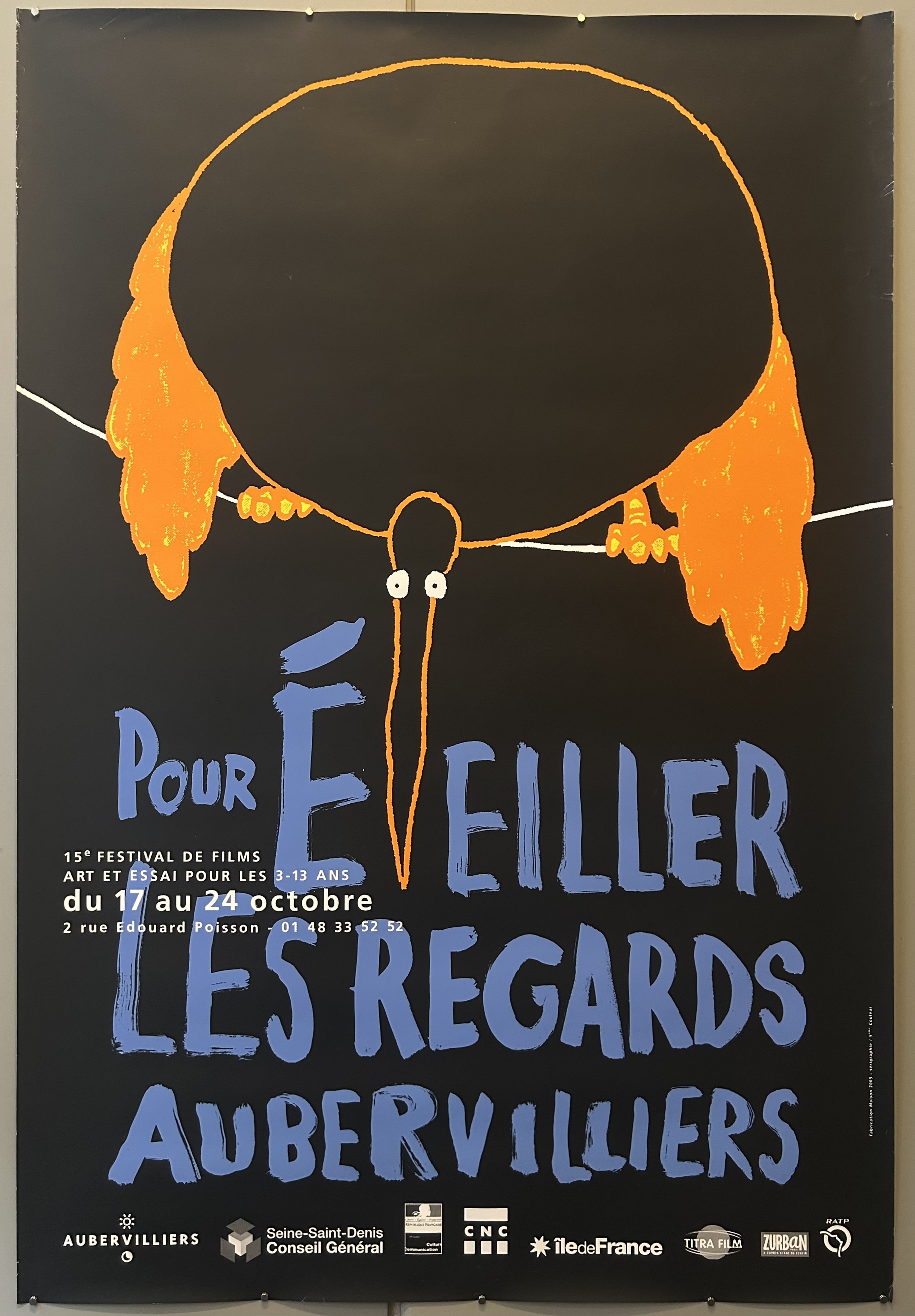 This poster advertises the 15th Festival de Films Art et Essai in Aubervilliers, which took place from October 17th to 24th.