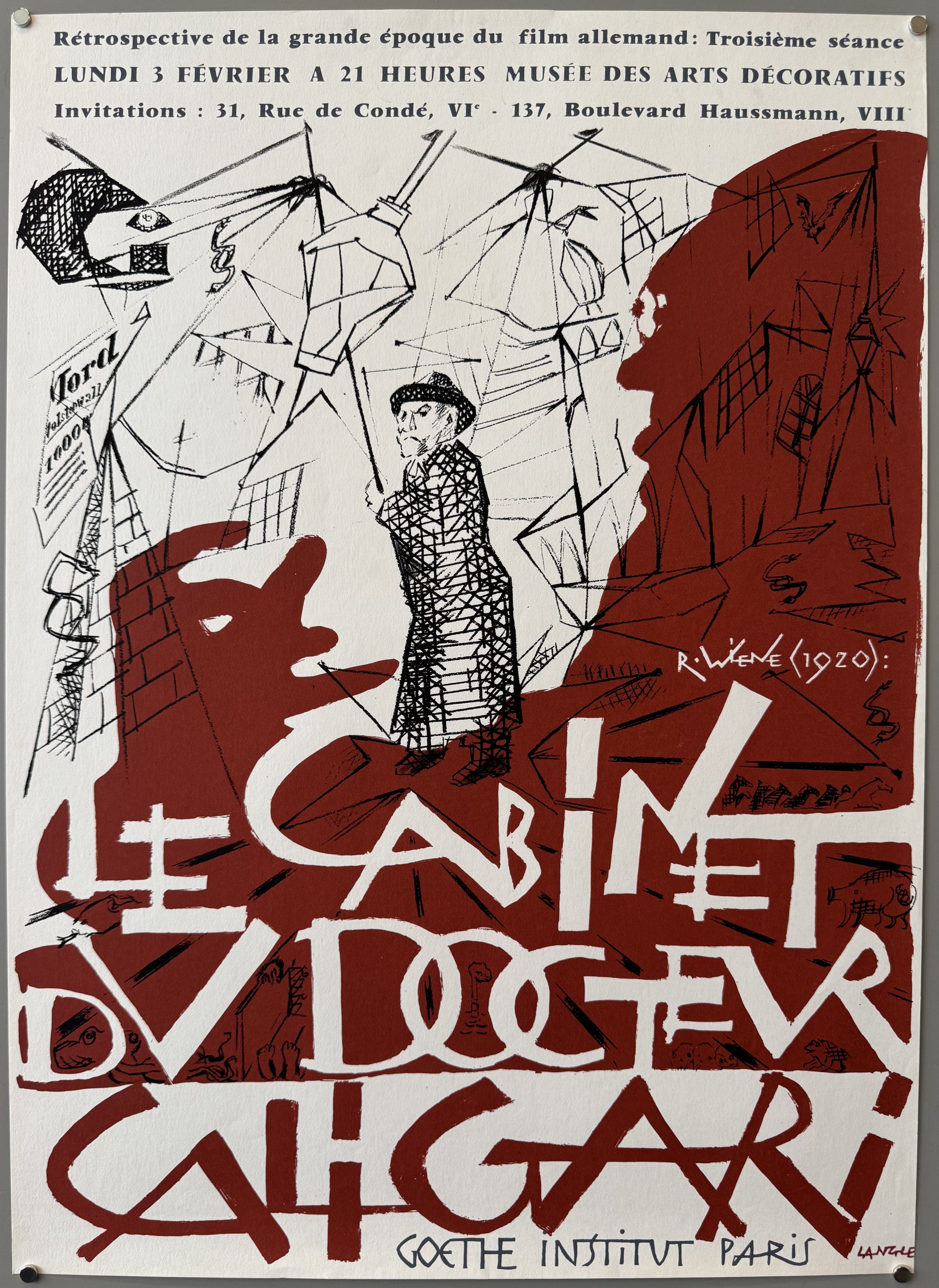 THE CABINET OF DR. CALIGARI Movie Poster 1920 Horror Classic THE CABINET OF DR. CALIGARI Movie Poster 1920 Horror Classic