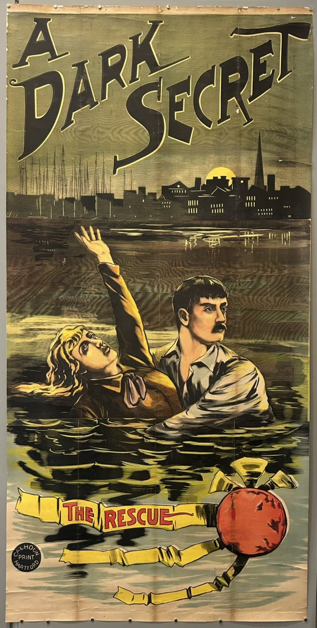 The main illustration shows a man rescuing a woman from water, aligning with the subtitle "THE RESCUE" at the bottom.