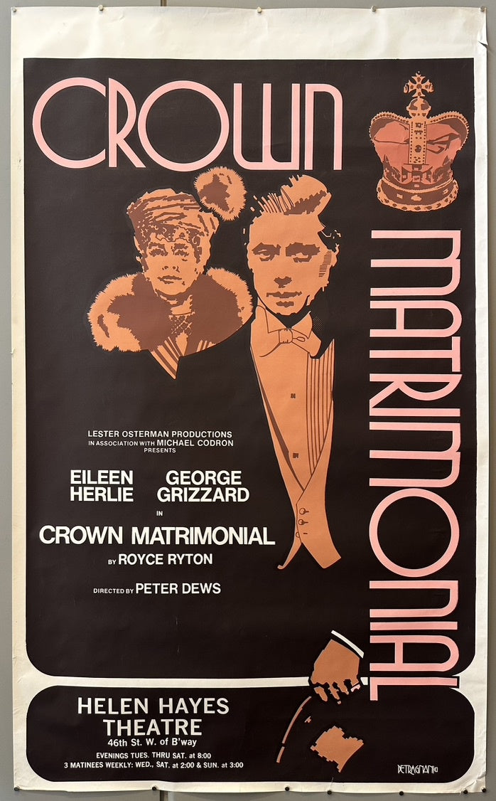 this poster is an original 1973 window card for the Broadway play Crown Matrimonial, which ran at the Helen Hayes Theatre.