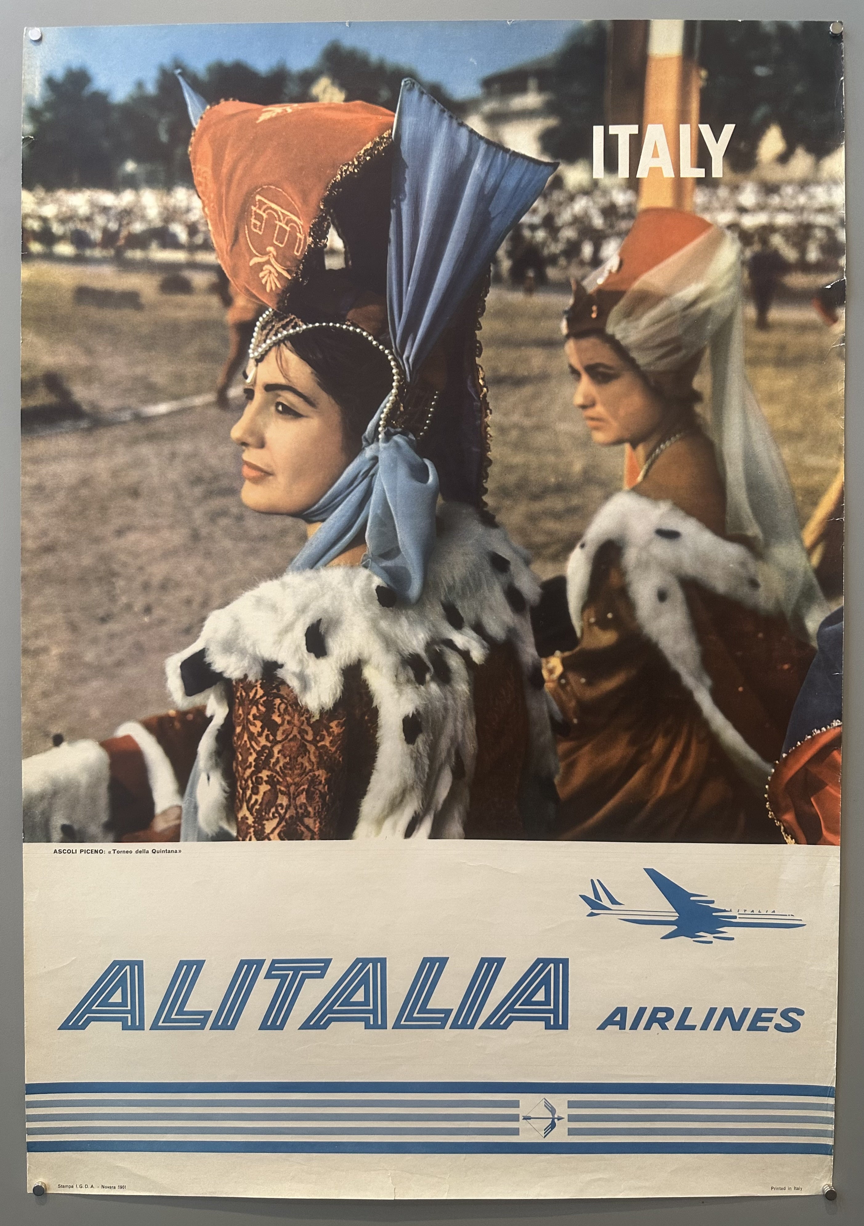 Alitalia Airlines Ascoli Piceno Travel Poster