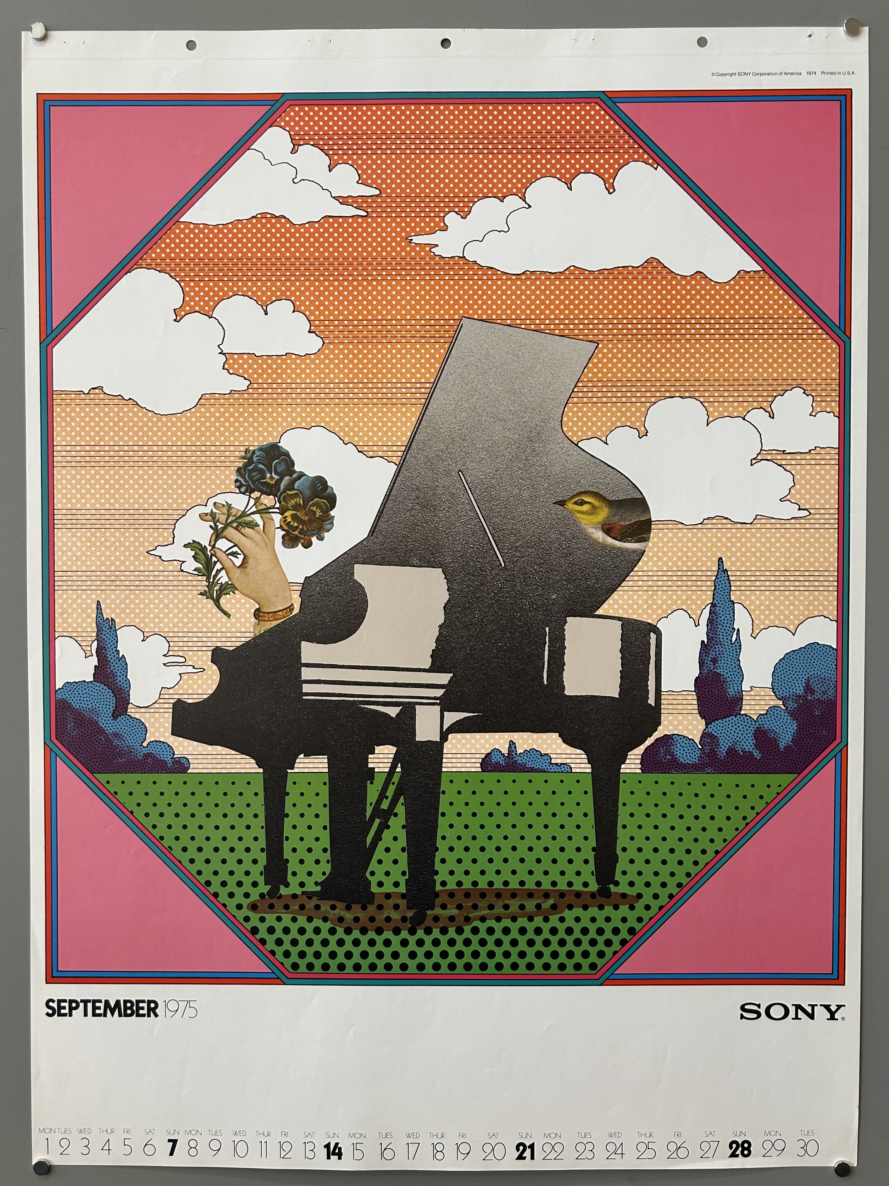 piano with lots of dots around it