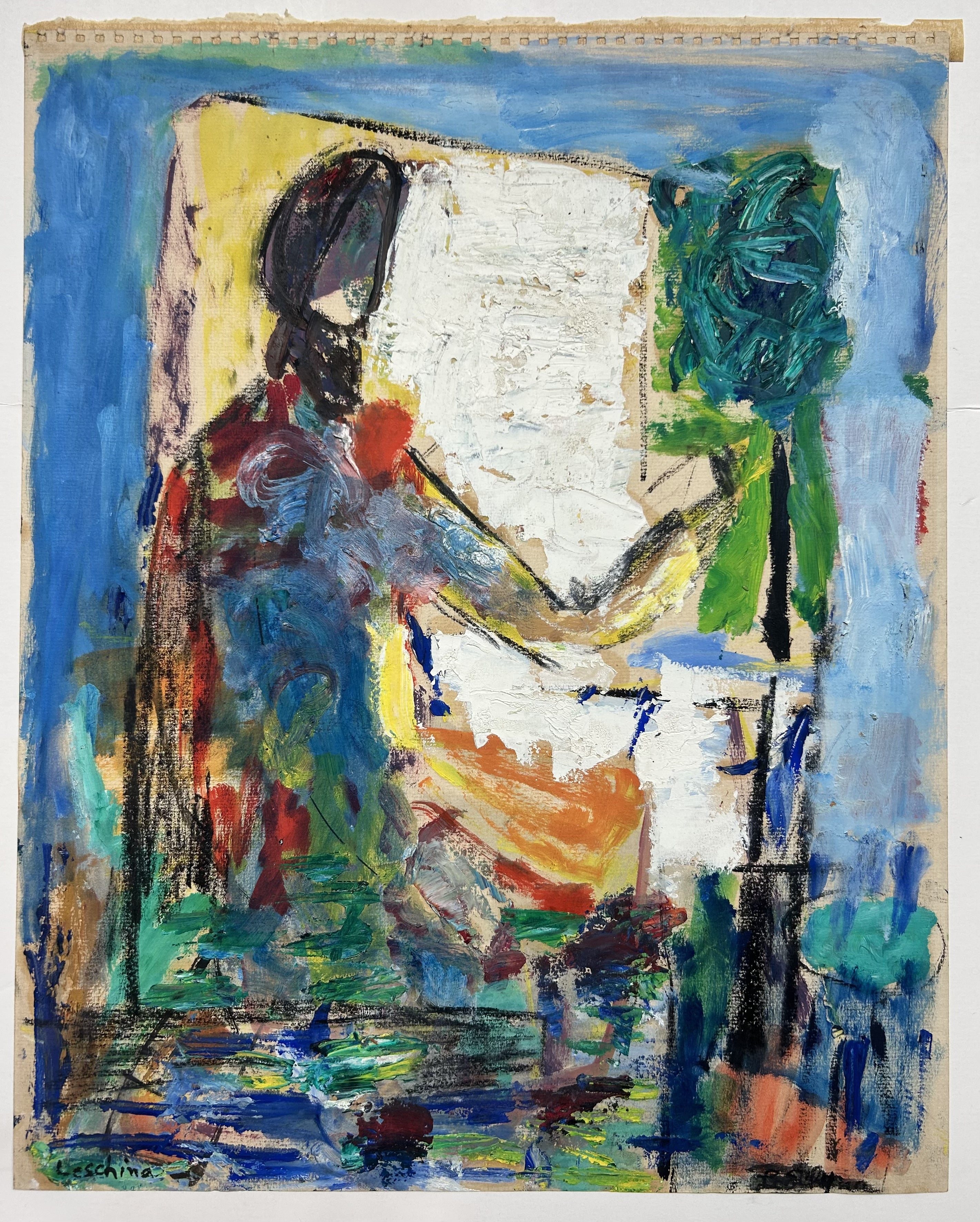 Abstract painting in the cubist style