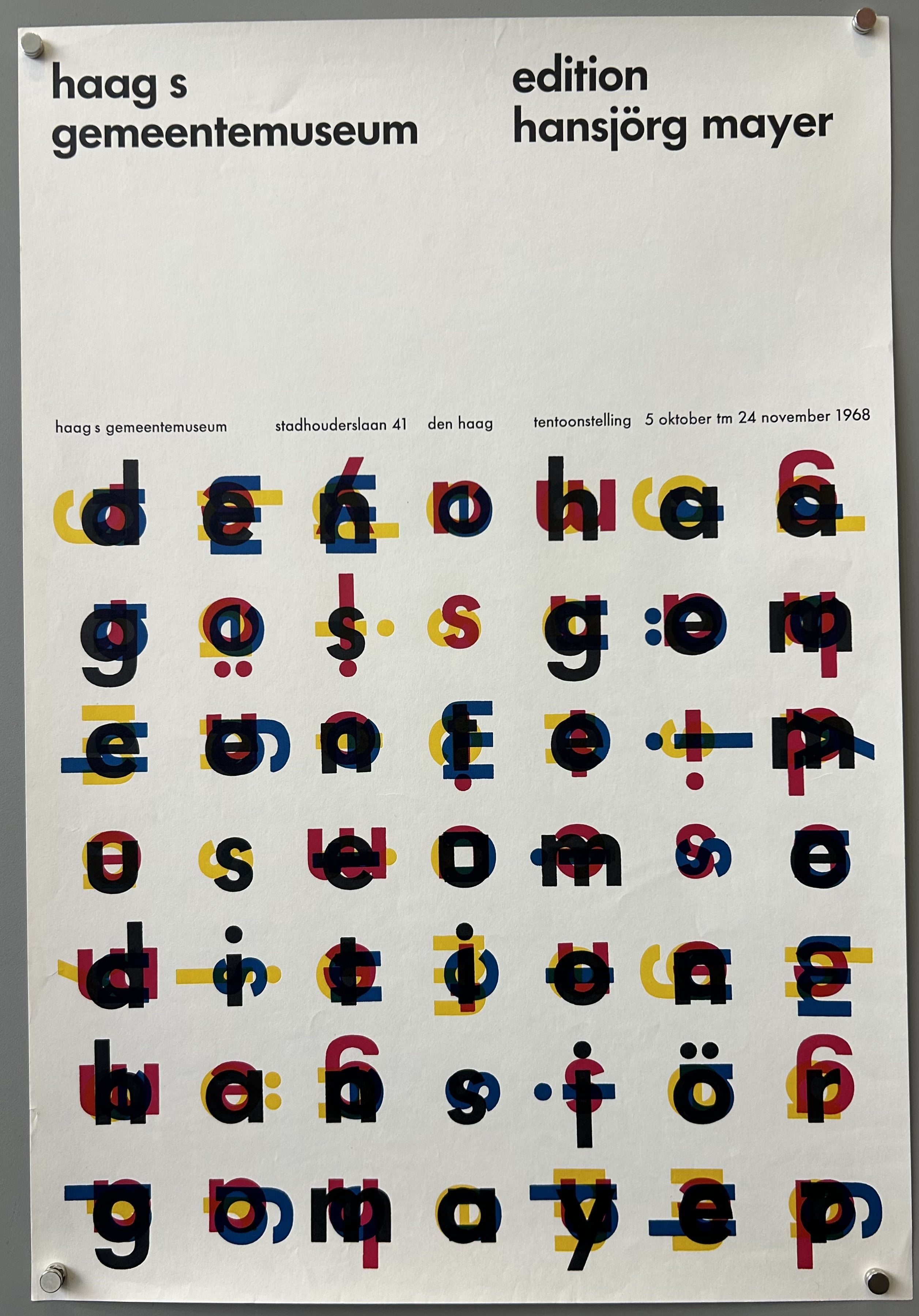 typography poster of the alphabet in different style promoting the work of Hansjörg May