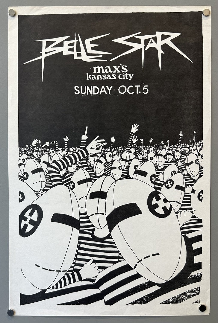 This poster advertises a performance by the band Belle Star at Max's Kansas City on Sunday, October 5th.