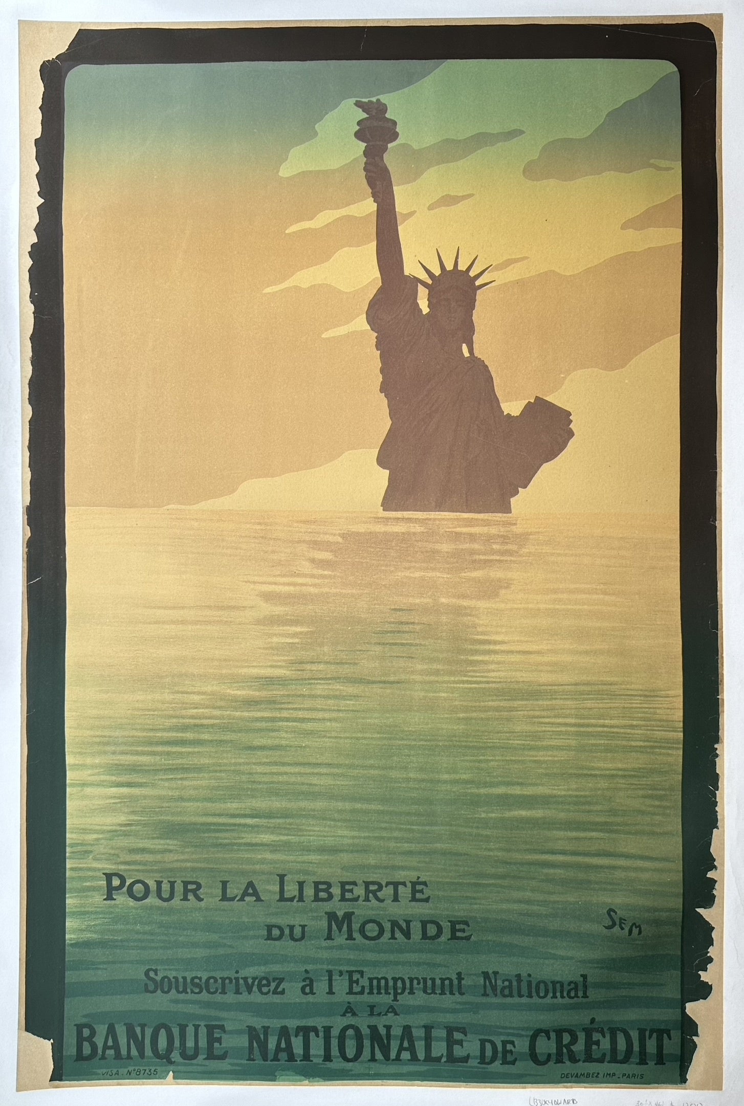 French World War I propaganda poster titled "Pour la liberté du monde" (For the freedom of the world),