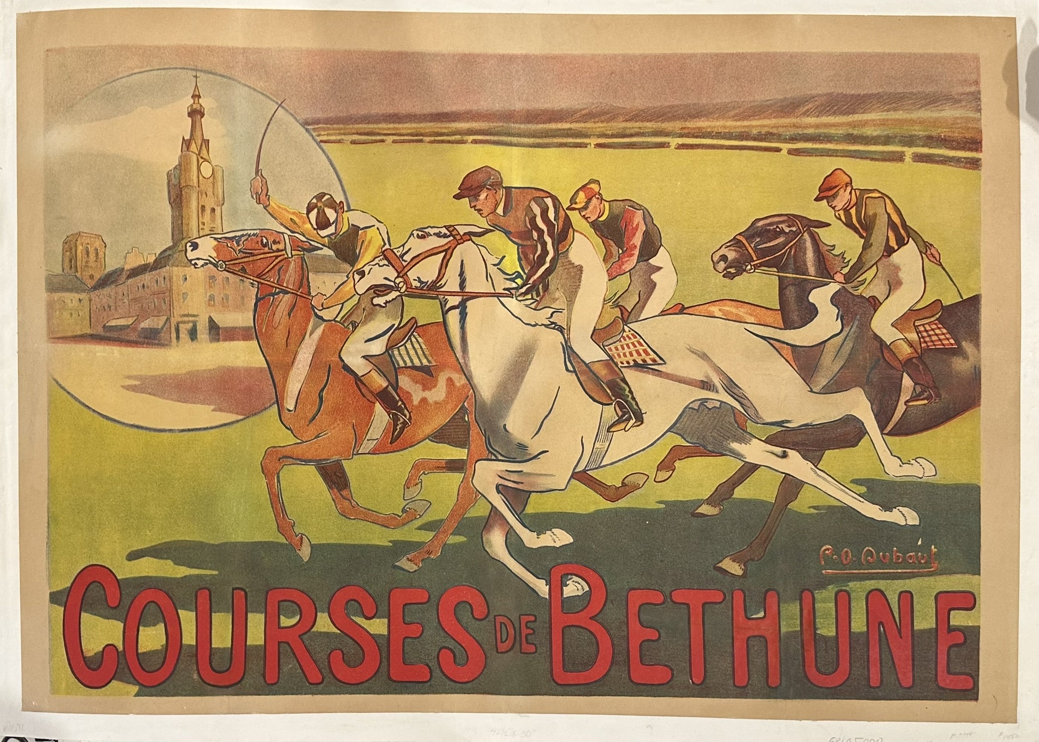 This vintage French horse racing poster was used by Barnum & Bailey for their shows in Europe during the late 1890s and early 1900s, specifically in 1898.