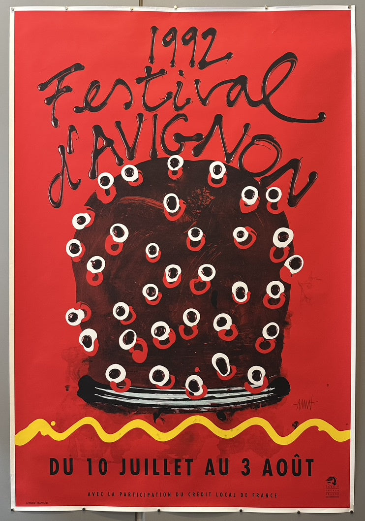 This poster advertises the 1992 Festival d'Avignon, a prominent annual arts festival held in Avignon, France.