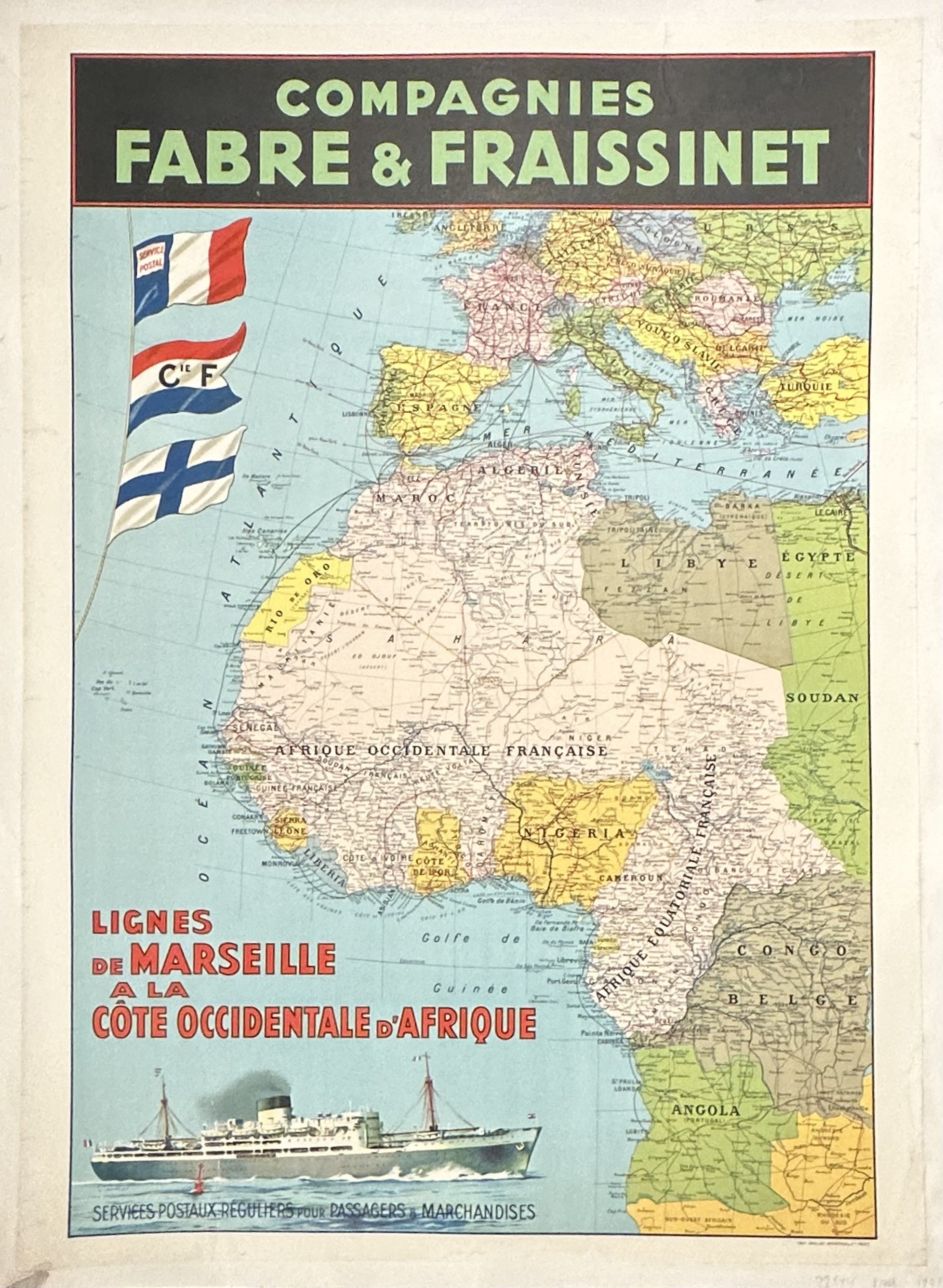 Large map of Western Africa with black box and green text above, beige border