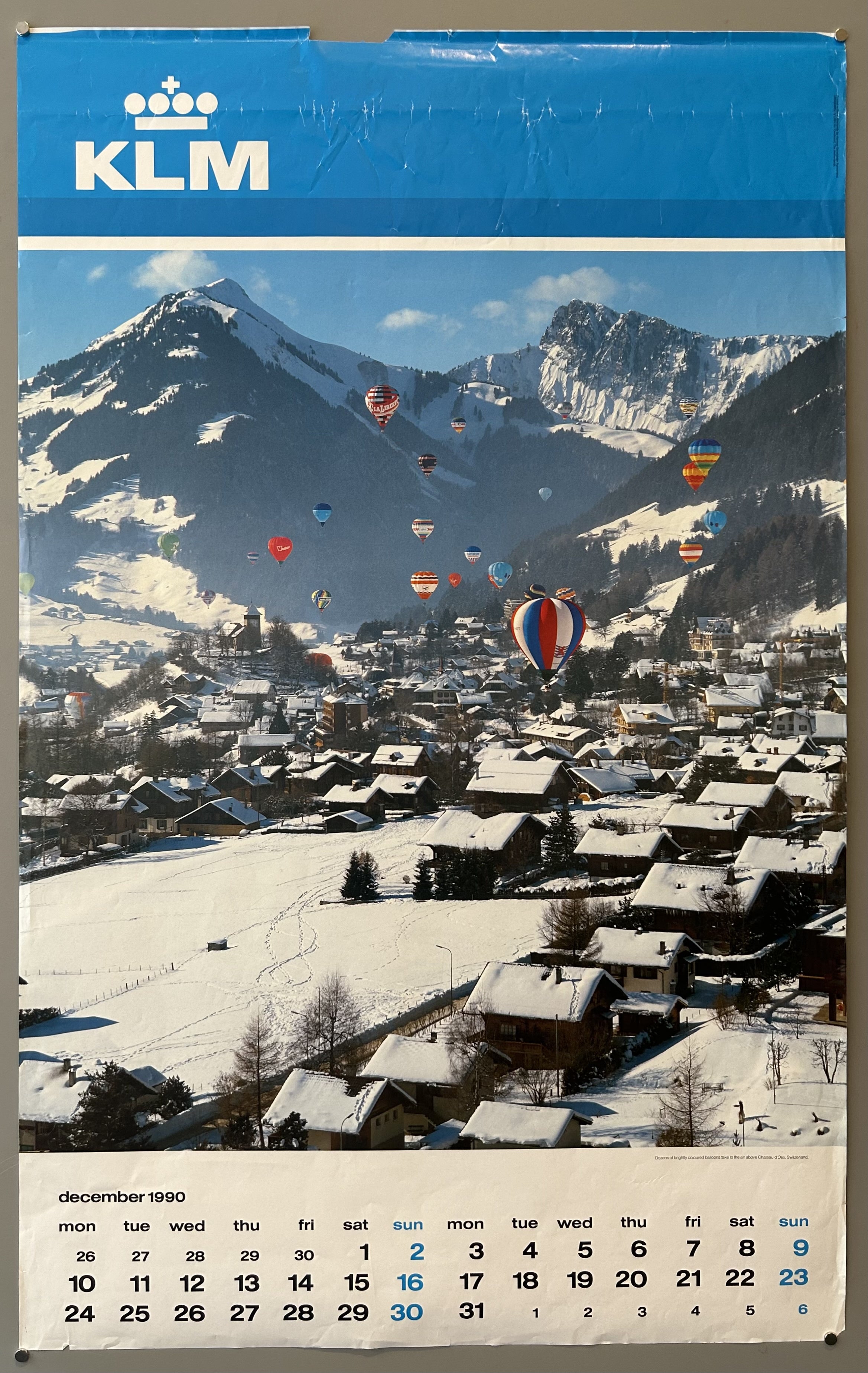 December 1990 KLM Calendar Page