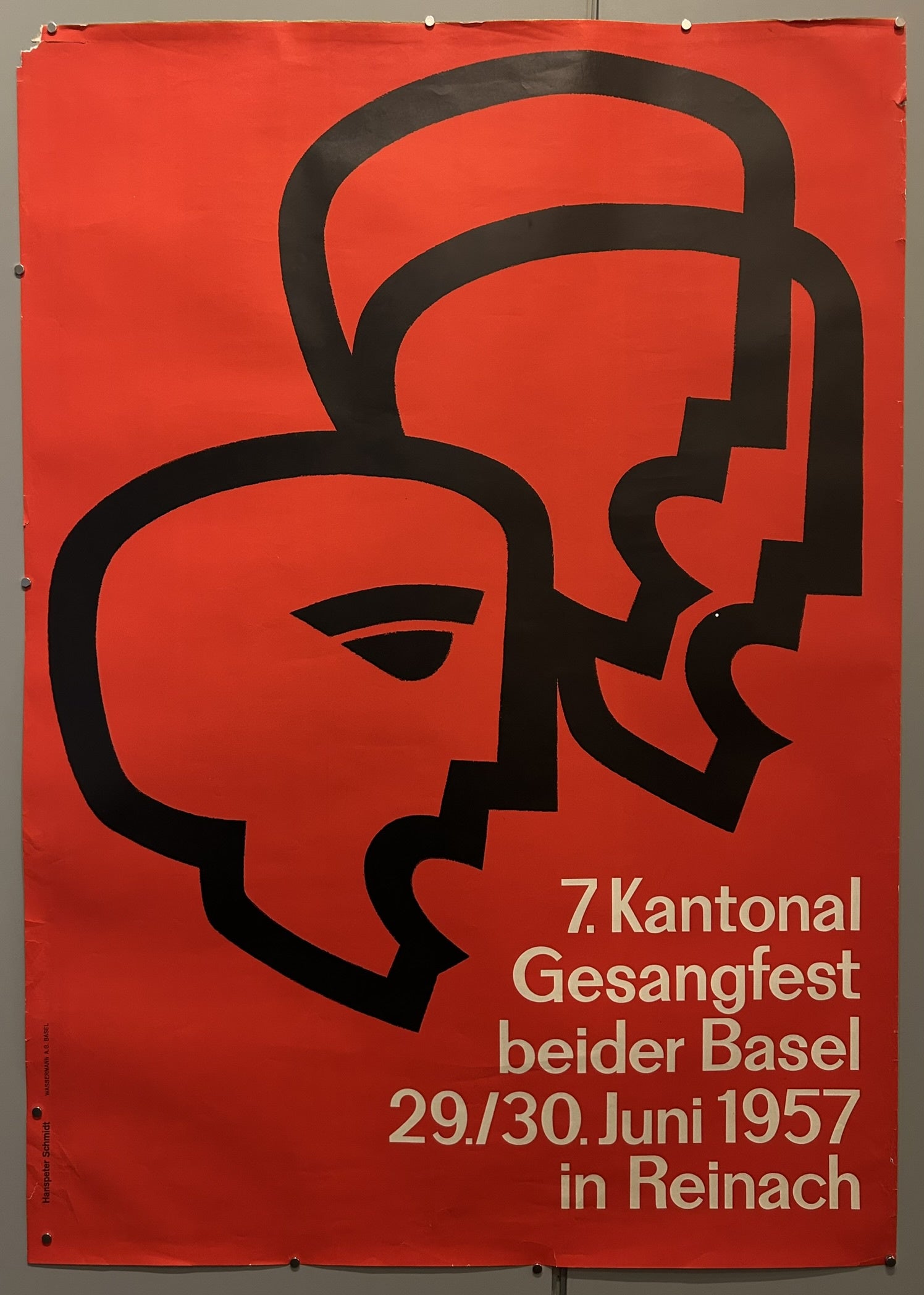 The poster advertises the "7. Kantonal Gesangfest beider Basel" (7th Cantonal Singing Festival of both Basels), which took place on June 29th and 30th, 1957, in Reinach.