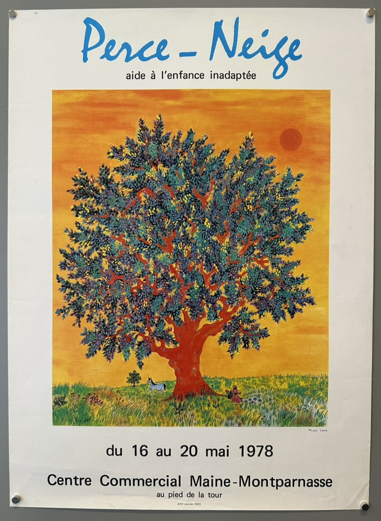 This poster is an advertisement for an event organized by "Perce-Neige," a French foundation dedicated to helping children and adults with mental or physical disabilities.