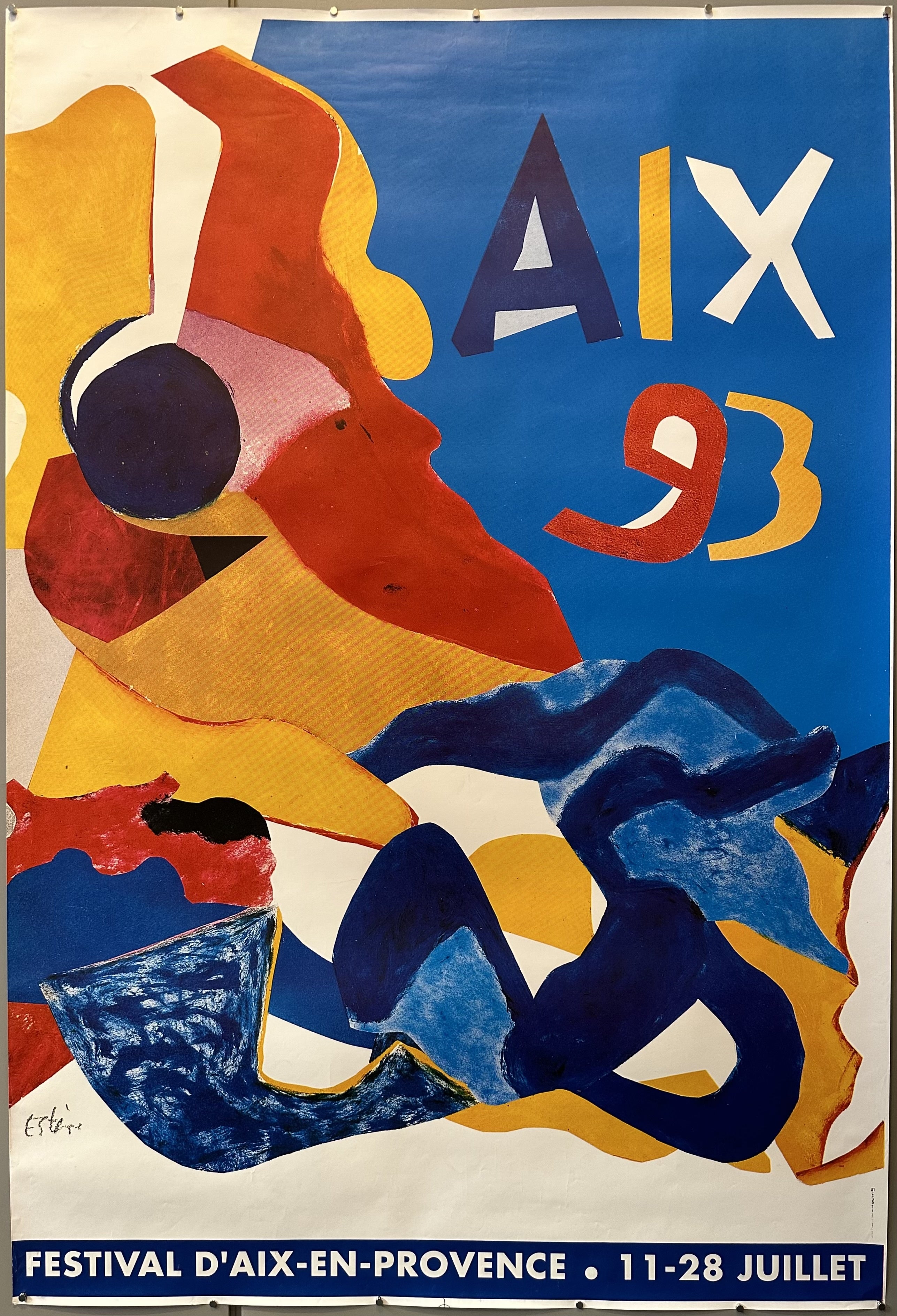 A colorful collage poster for Aix 93 in Aix-en-Provence, France.
