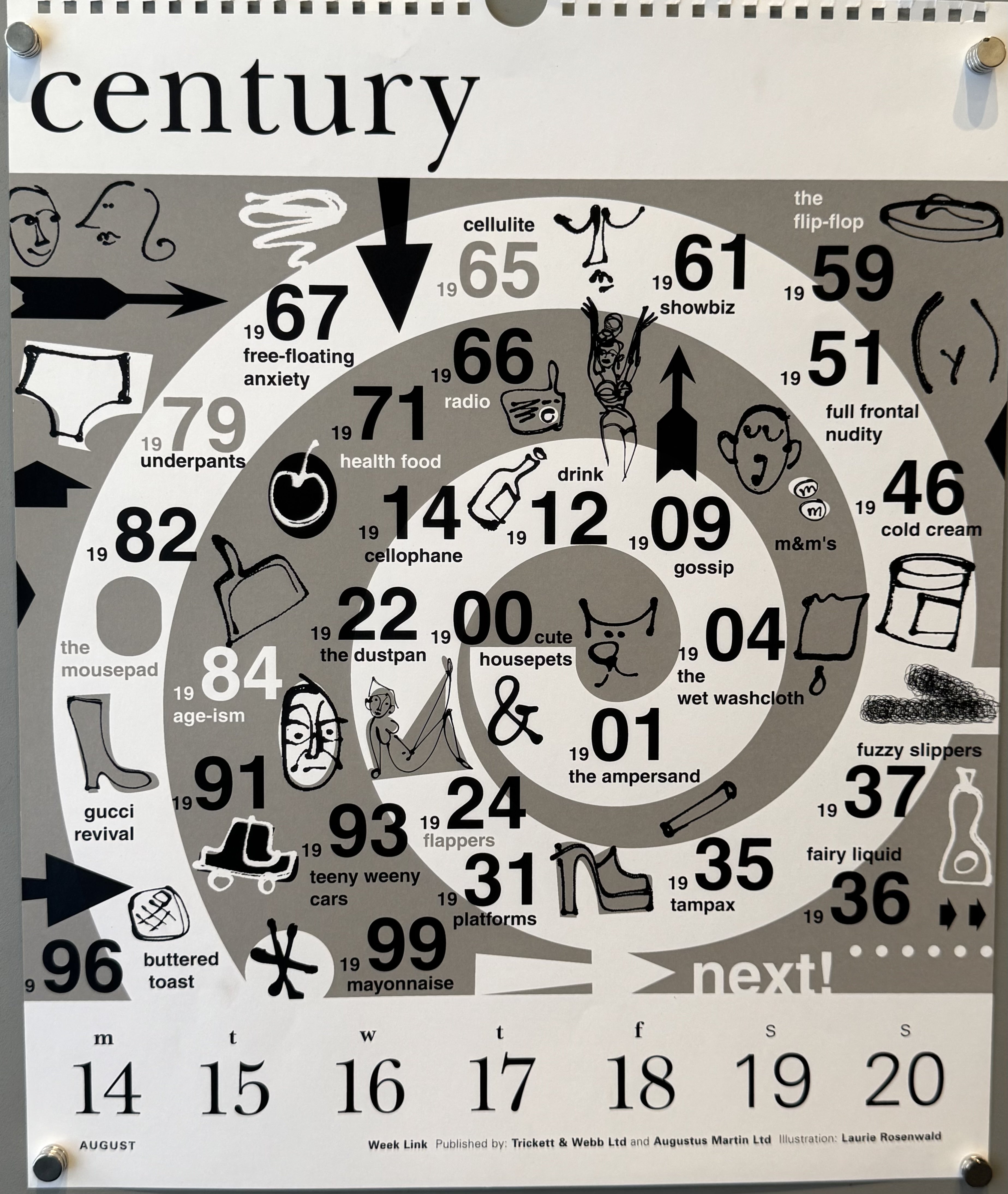 August Week Link Calendar Page (Grey)