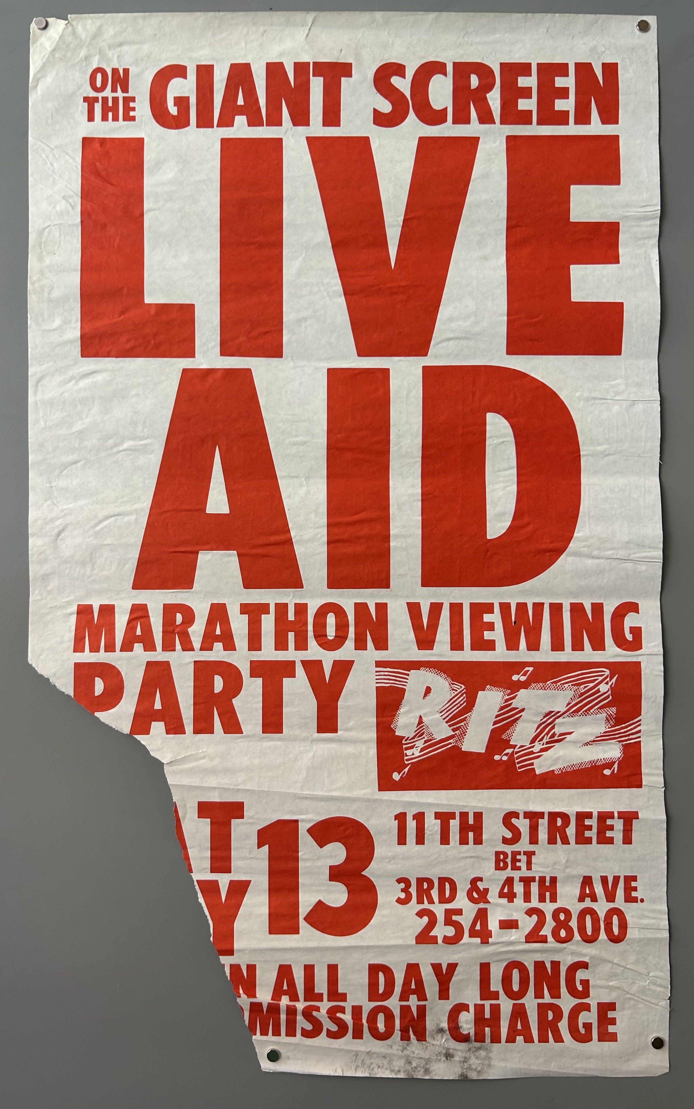On the Giant Screen Live Aid Poster