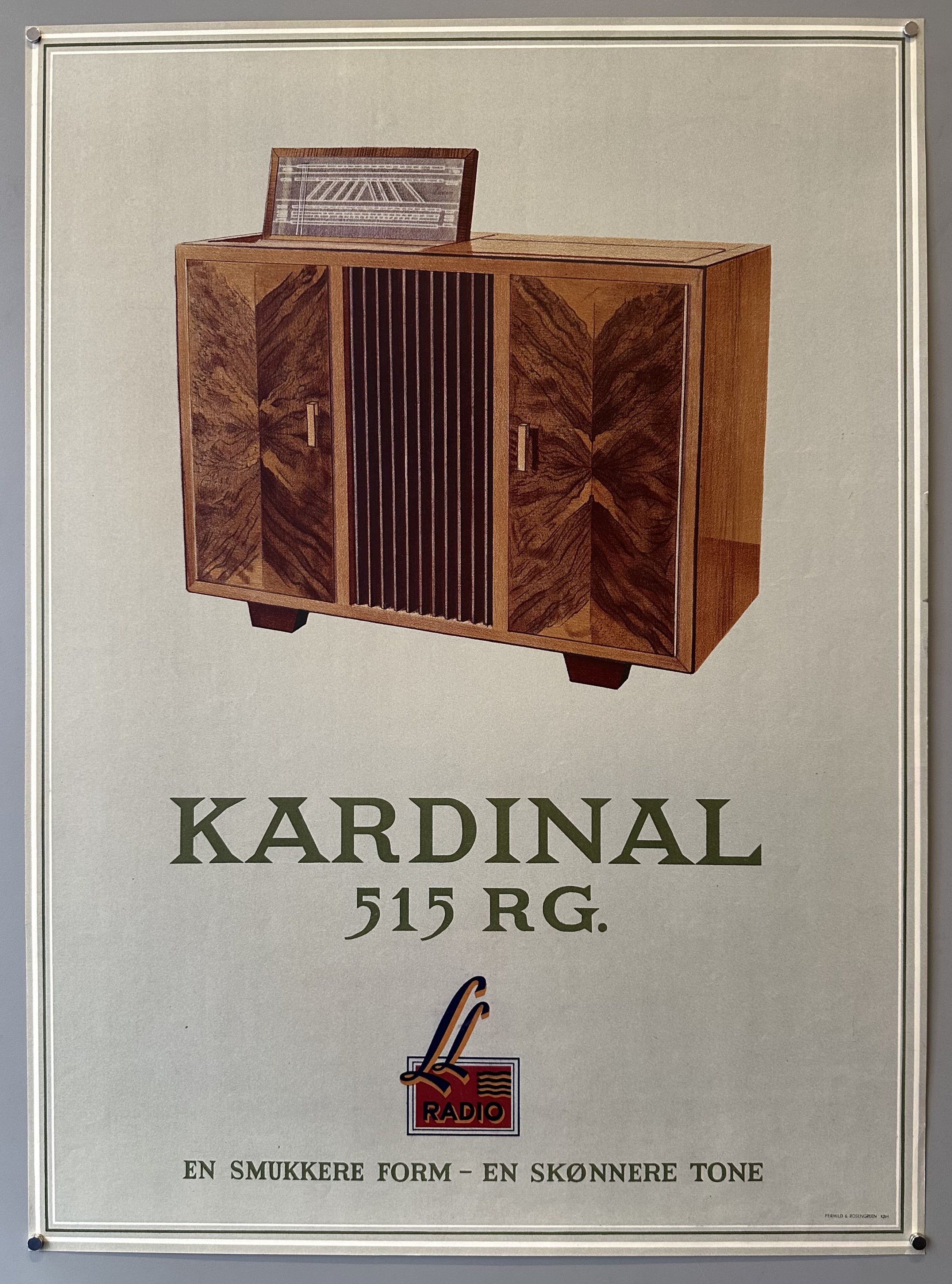 Illustration of a radio cabinet for vintage Danish advertising poster.