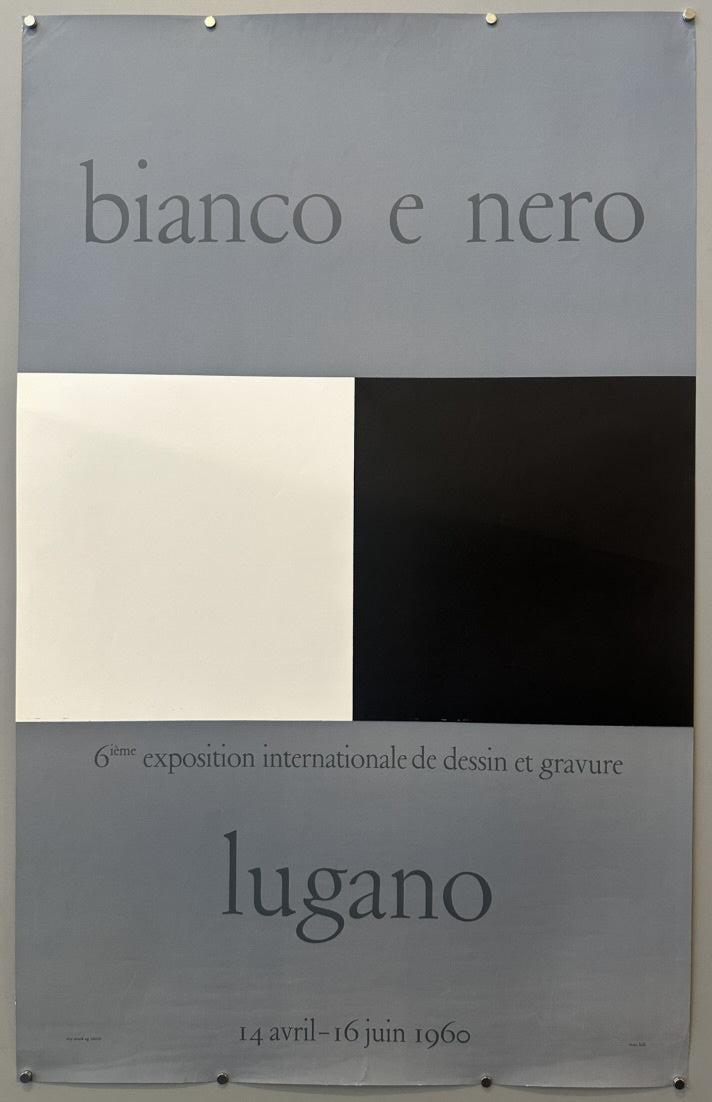 The poster advertises the "6ème exposition internationale de dessin et gravure" (6th International Exhibition of Drawing and Engraving) in "Lugano".