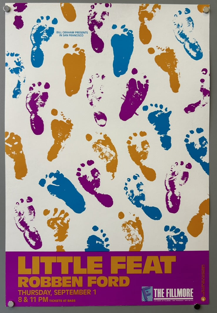 This poster advertises a concert featuring Little Feat and Robben Ford at The Fillmore in San Francisco on Thursday, September 1st, 1988.
